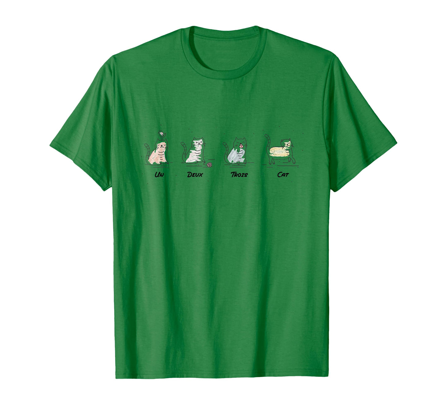 Un Deux Trois Cat Cute Funny French Pun Counting Men Women Girls Kids T-Shirt