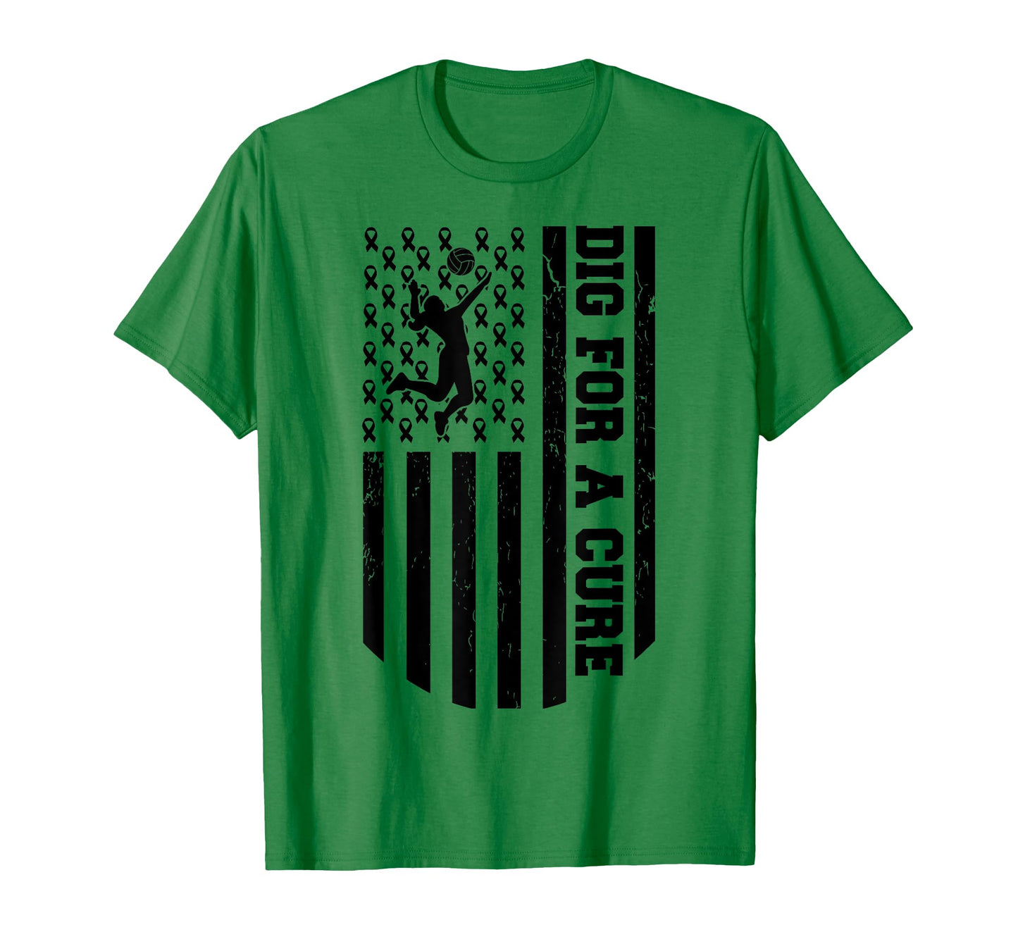 Dig For A Cure Breast Cancer Volleyball Pink American Flag T-Shirt for Women Kids Men
