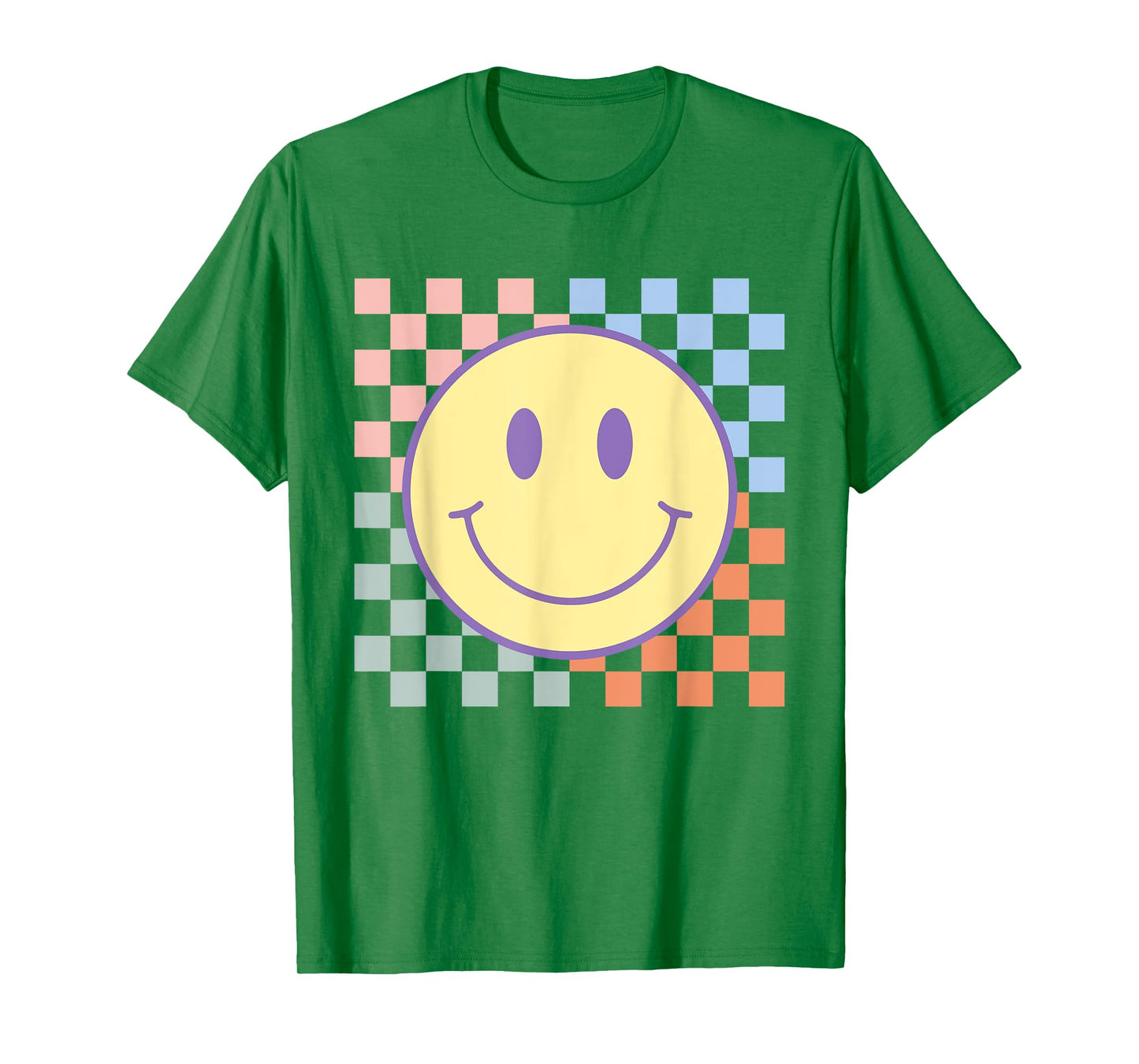 Retro Smile Face Shirts Checkered Pattern For Women Men Kids T-Shirt