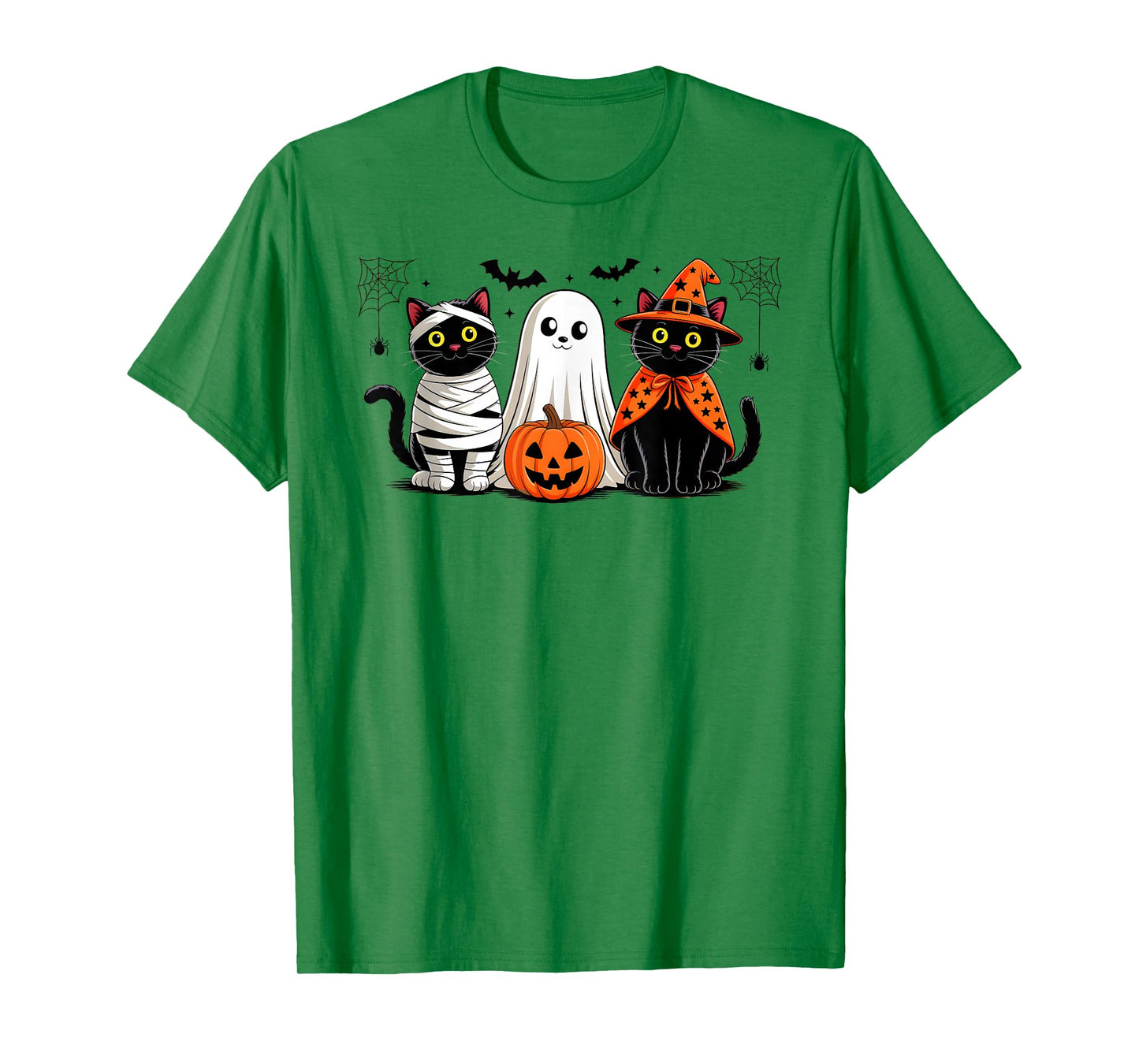 Black Cat Pumpkin Ghost Halloween Costume Men Women Kids T-Shirt
