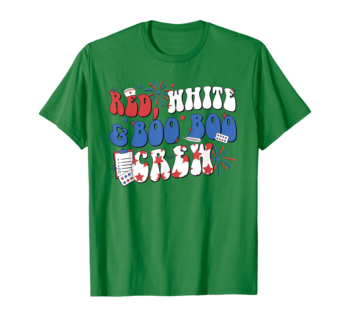 Retro Red White Boo Boo Crew 4th Of July Nurse Otho Tech T-Shirt for Women Men