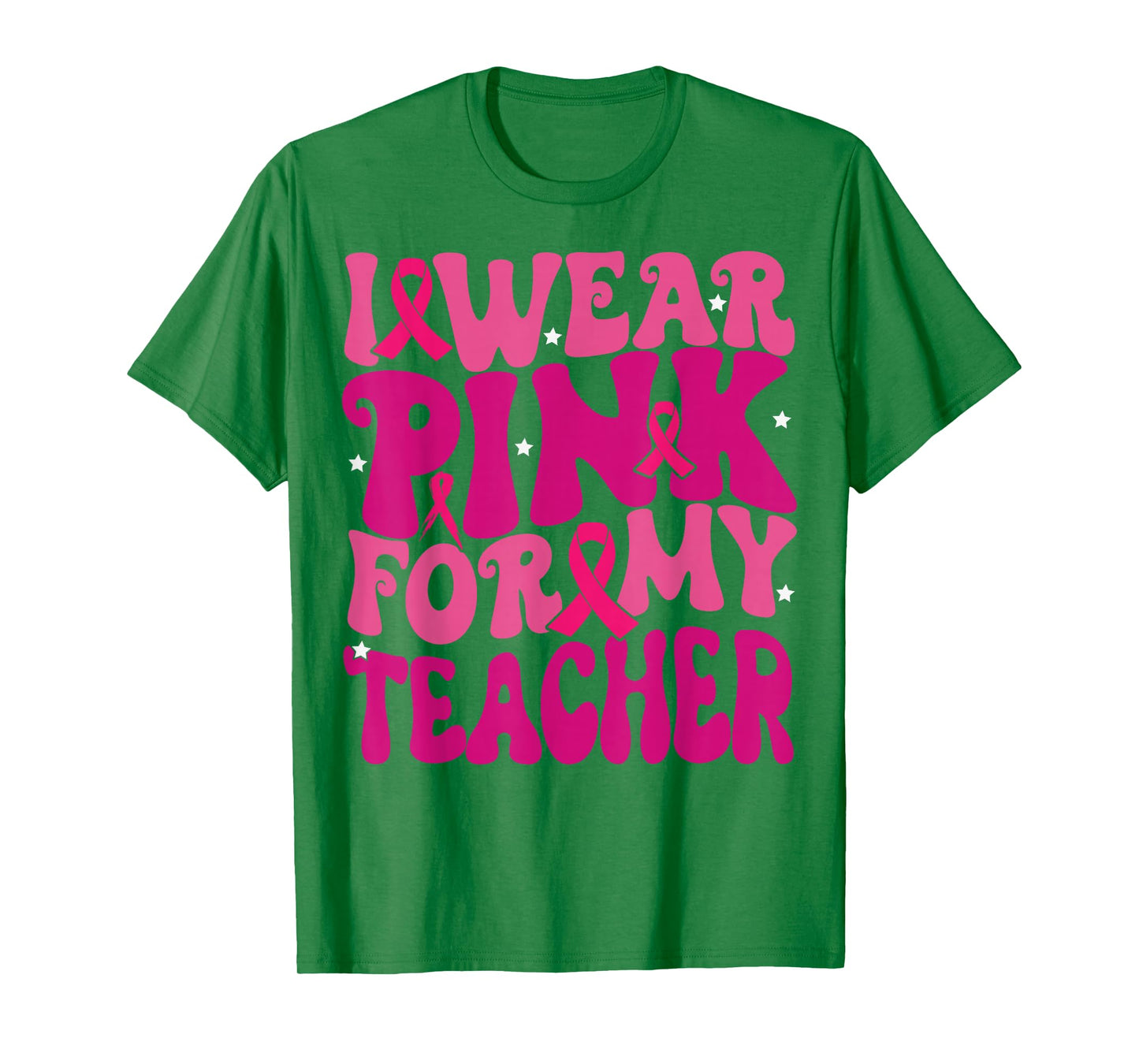 I Wear Pink for My Teacher Breast Cancer Awareness Kids T-Shirt