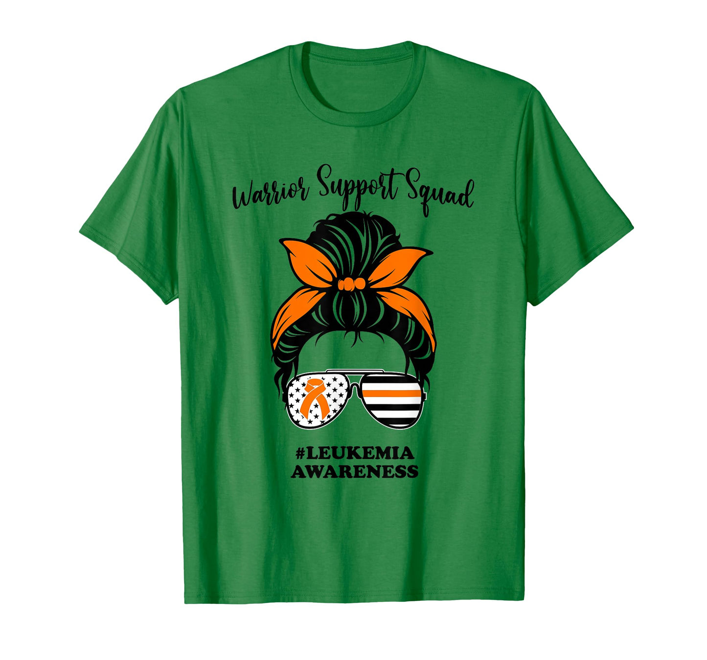 Leukemia Awareness Warrior Support Squad Messy Bun Matching T-Shirt