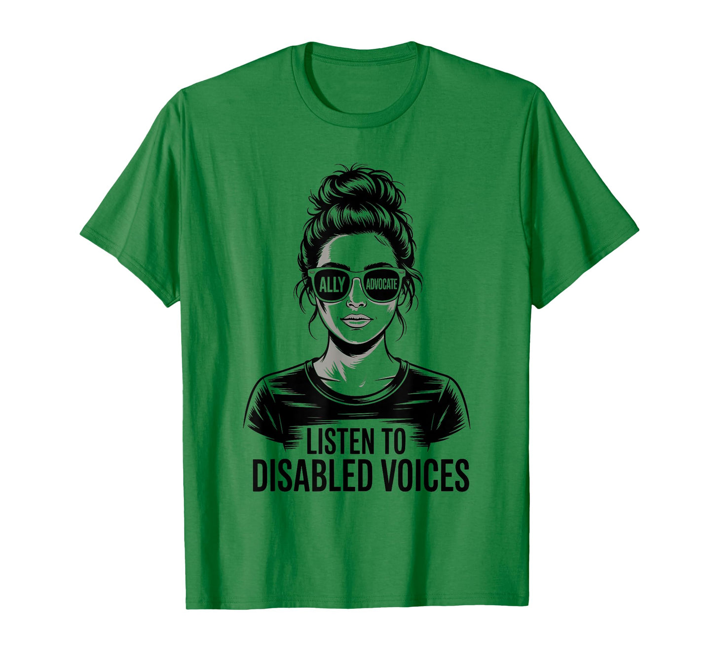 Disabled Voices Messy Bun Ally Advocate Disability Awareness T-Shirt