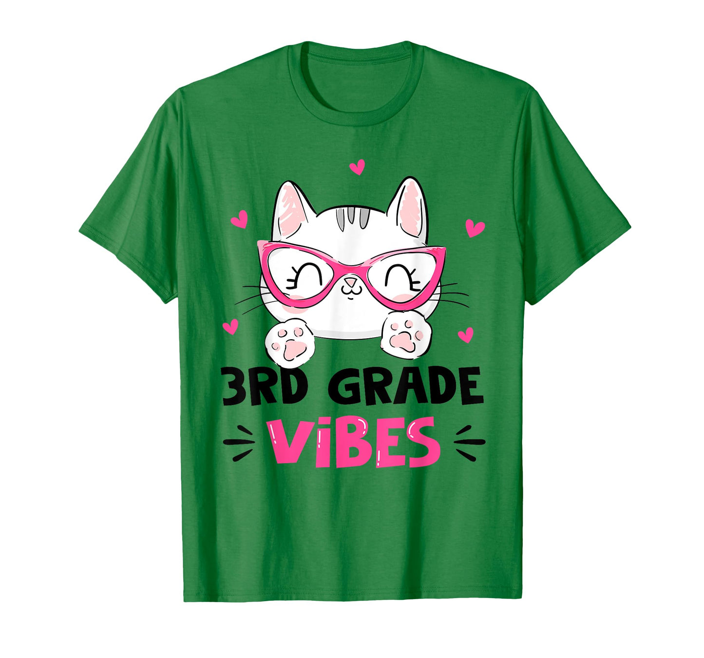 Third 3rd Grade Vibes Back to School Cute Cat Cute For Girls T-Shirt