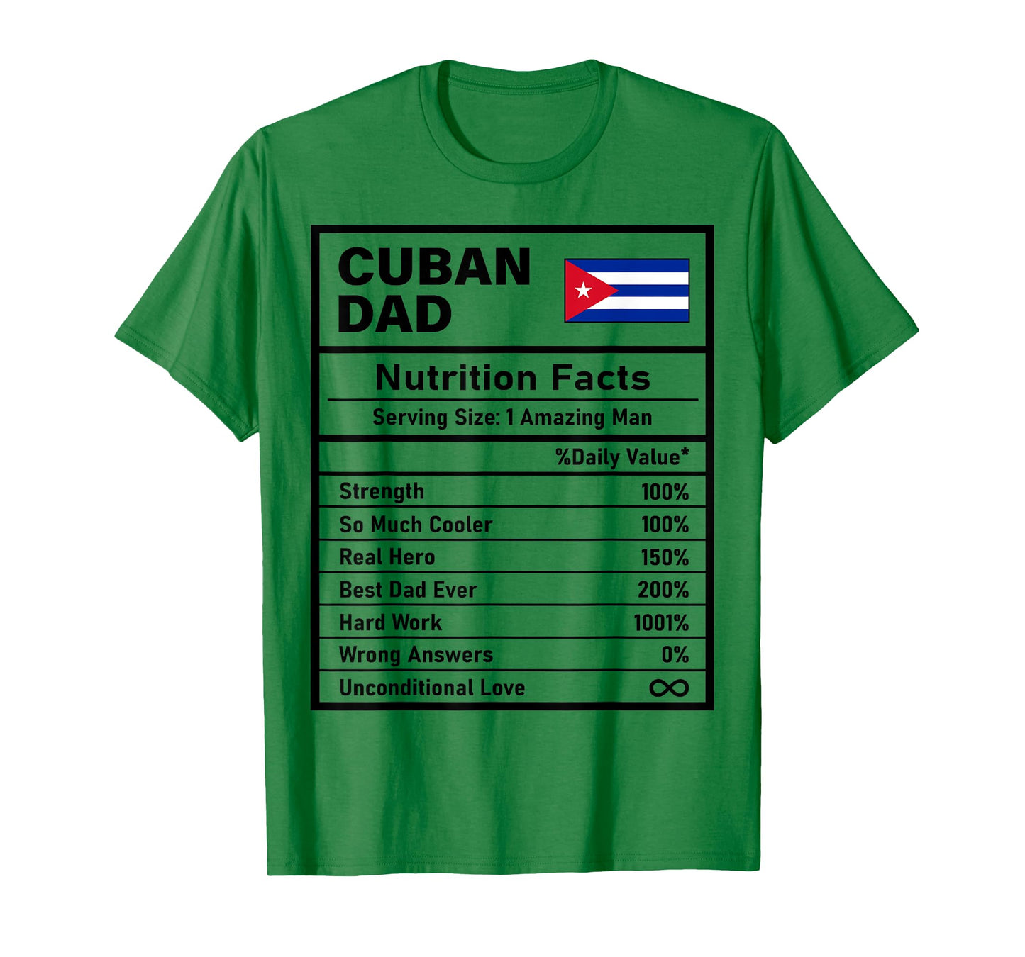 Cuban Dad Nutrition Facts Father's Day National Heritage T-Shirt