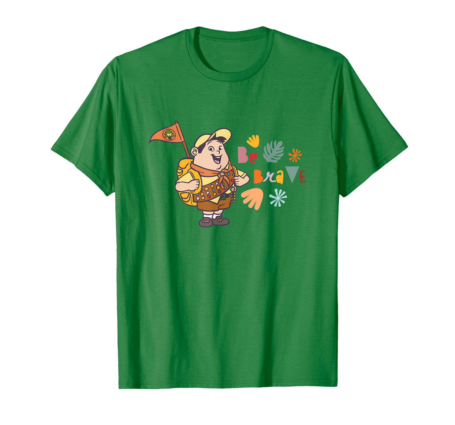 Disney Pixar Up Be Brave Cute Russell Colorful Chest Logo T-Shirt