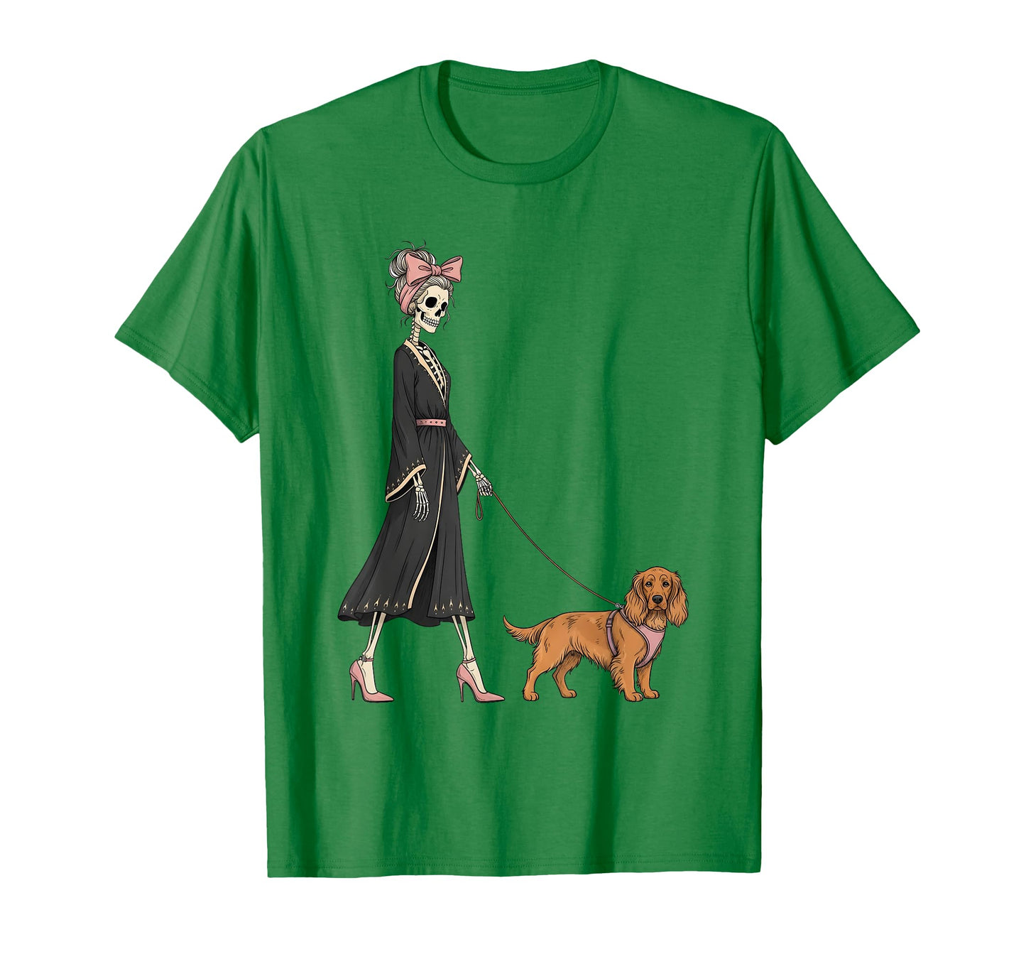 Skeleton Sussex Spaniel Dog Walking Halloween Women T-Shirt