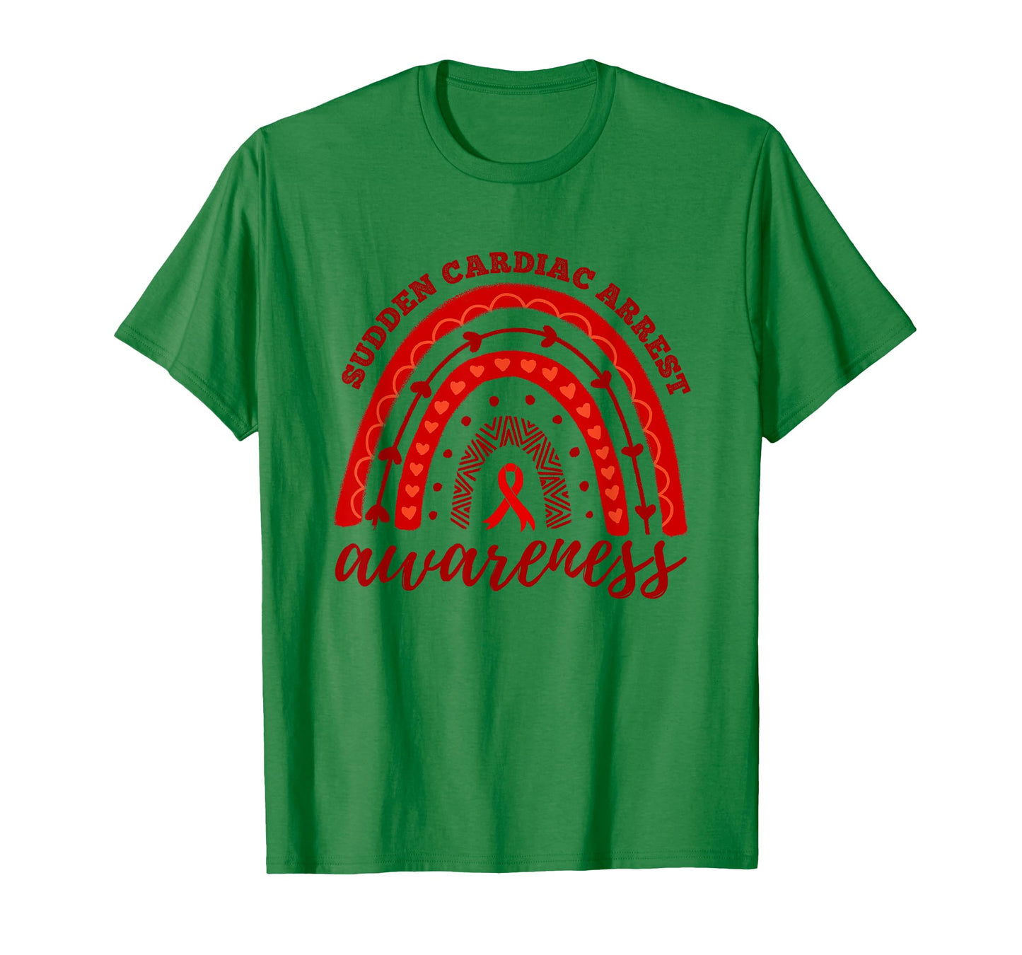 Rainbow Red Ribbon Sudden Cardiac Arrest Awareness T-Shirt