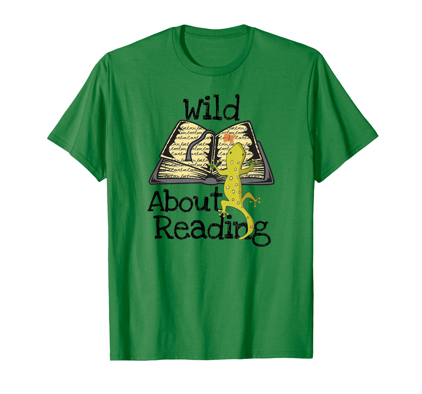 Wild About Reading Gecko Book T-Shirt Gift for Teachers Men Women Girls Kids T-Shirt