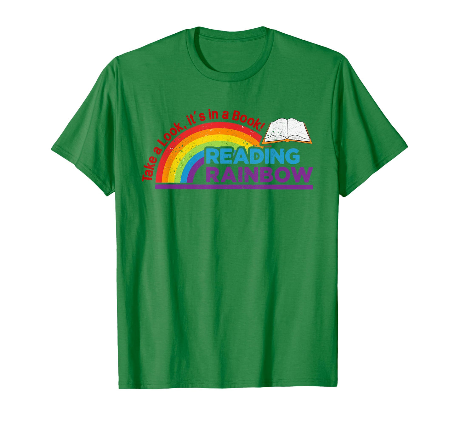 Take A Look it's In A Book Reading Book Vintage Rainbow T-Shirt
