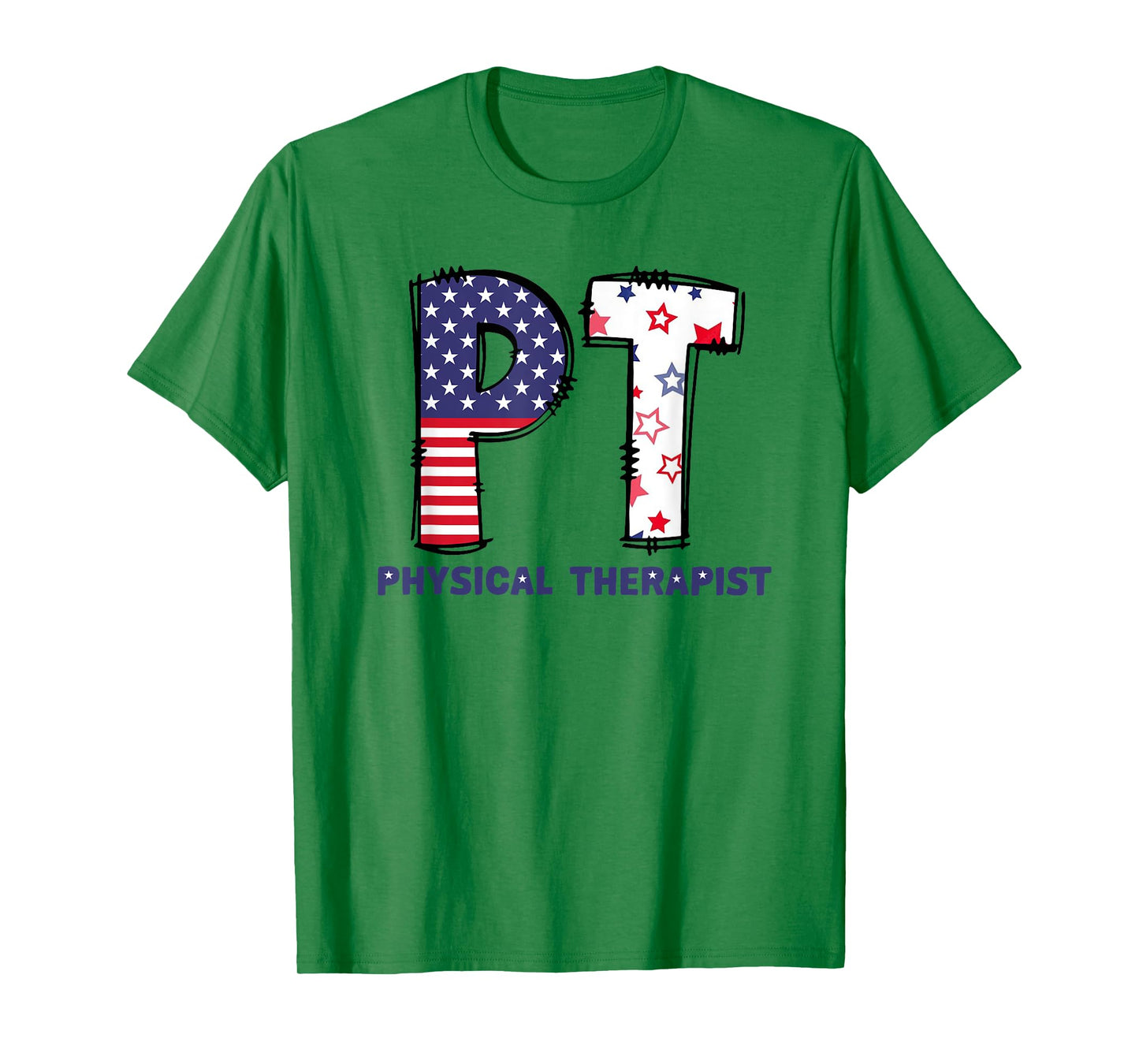 Pt 4Th Of July Physical Therapist Therapy Usa Flag Women Men T-Shirt