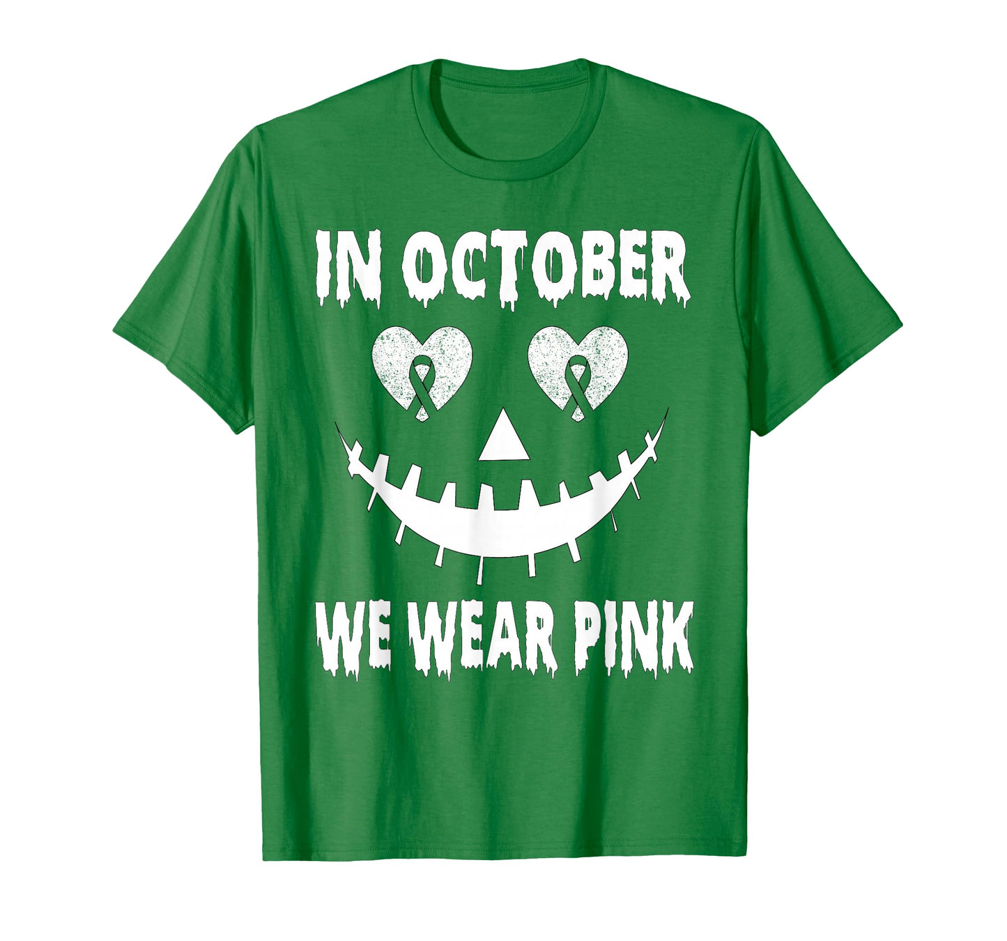 In October We Wear Pink Breast Cancer Jackolantern Halloween T-Shirt