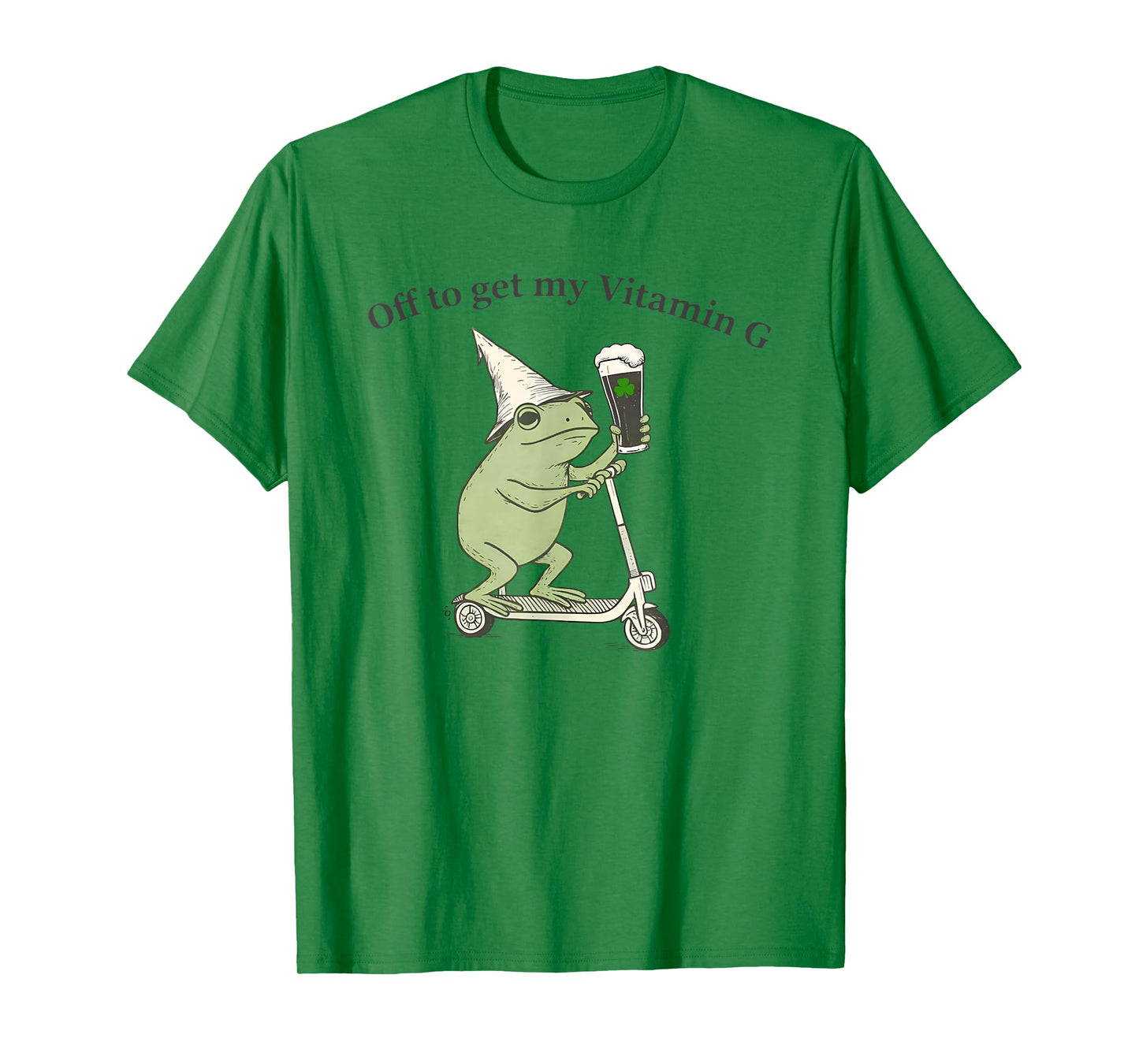 Funny St Patrick's Day Beer Frog Off to Get My Vitamin G T-Shirt - T-Shirt | Irish Green