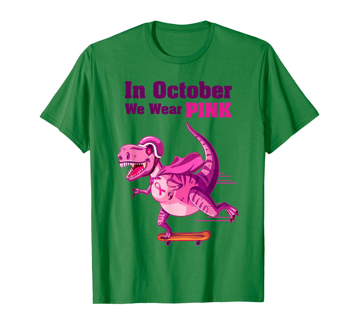 In October We Wear Pink Breast Cancer Trex Dino Kids T-Shirt
