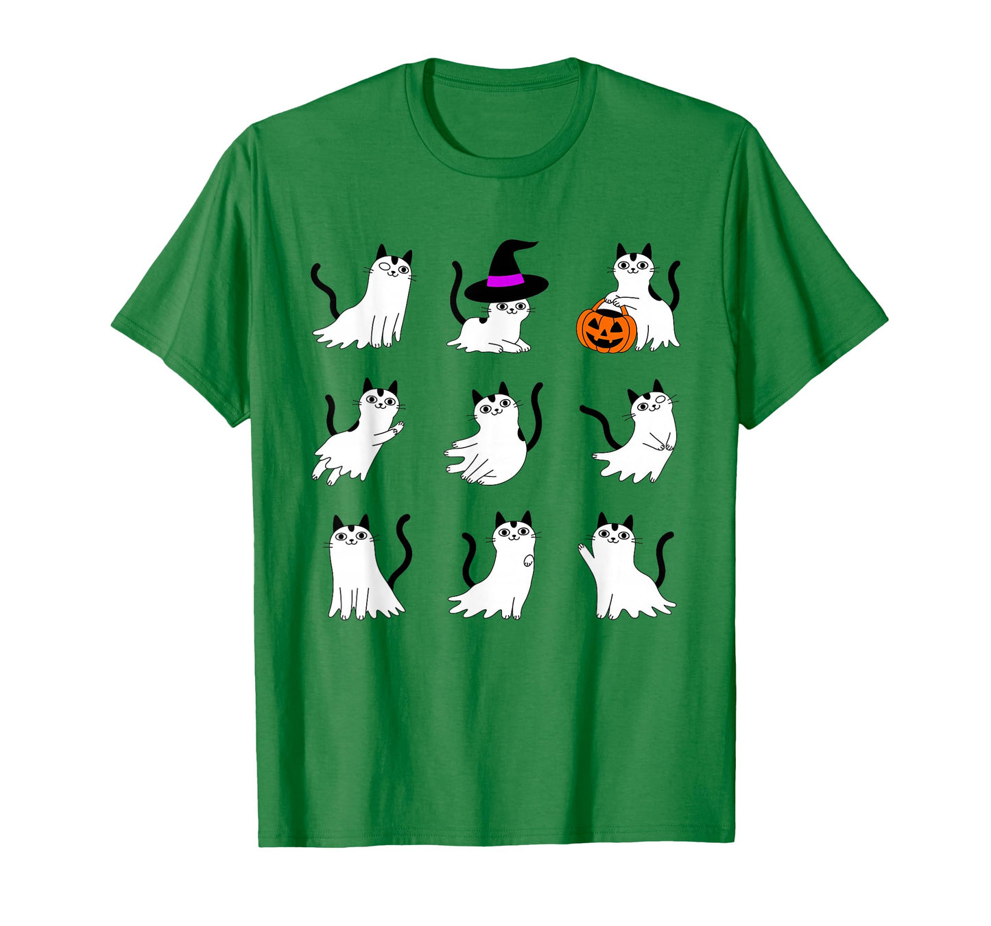 Cute Ghost Cat Funny Halloween Outfit Costumes Black Cat T-Shirt