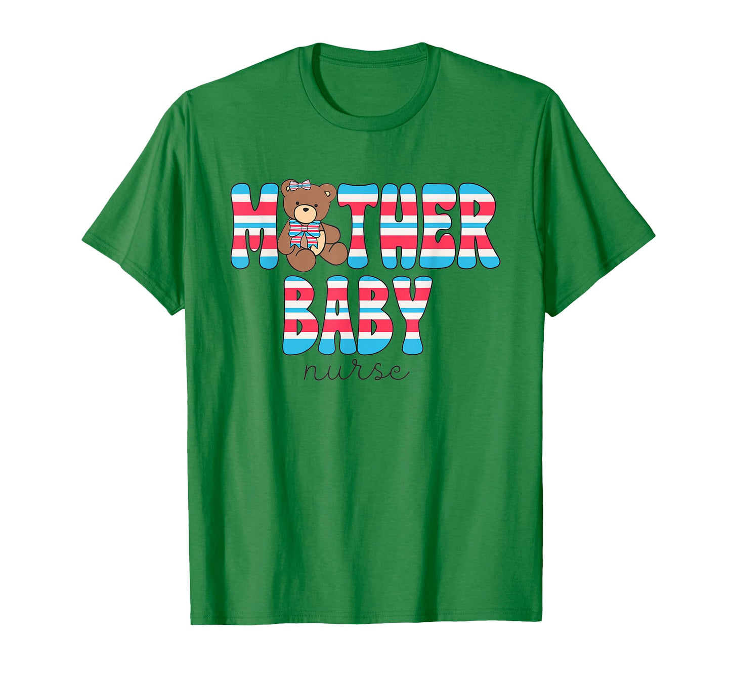 Mother Baby Nurse Bear MBU Blanket Stripe Work Postpartum T-Shirt