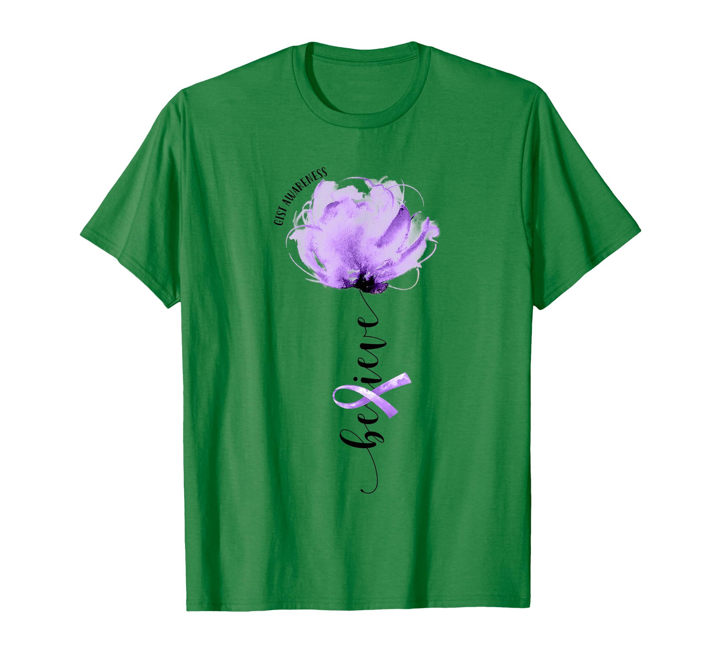 Believe GIST Awareness Purple Ribbon Flower Lovers T-Shirt