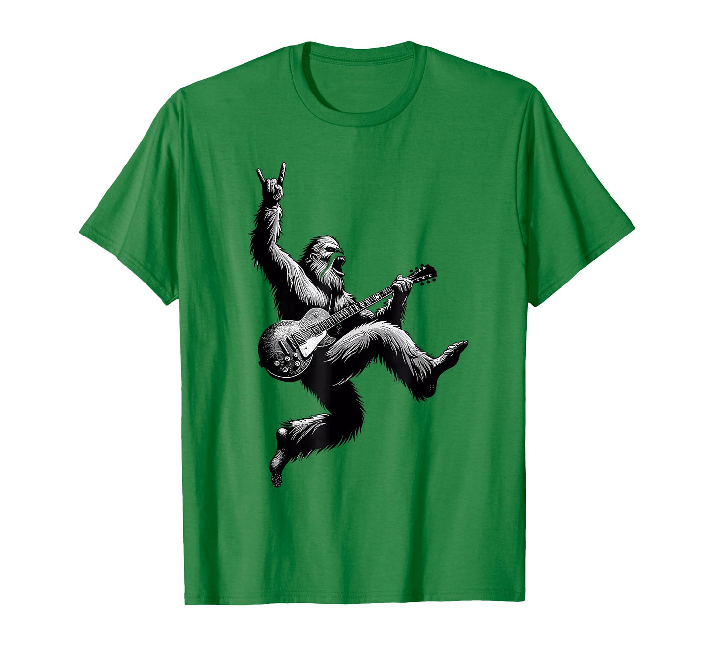 Bigfoot Playing A Electric Guitar Rock On Sasquatch Big Foot T-Shirt