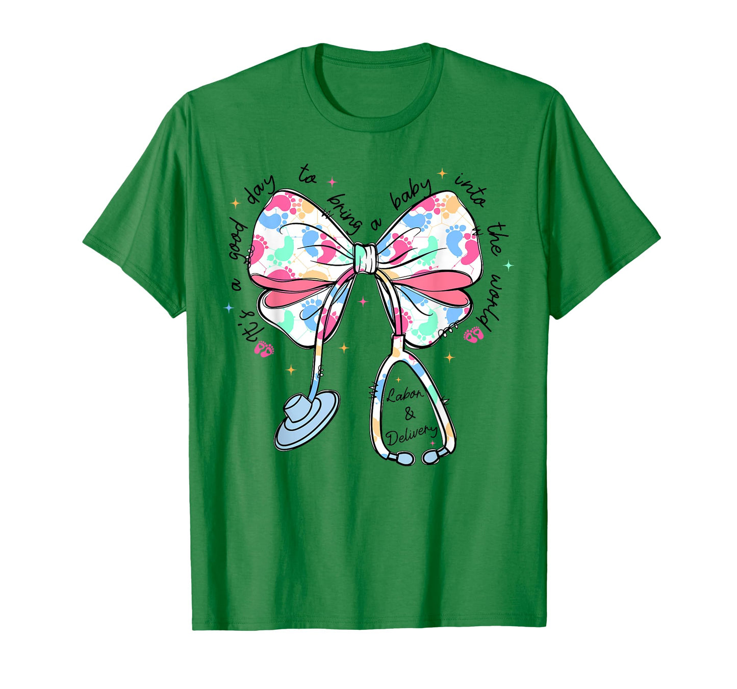 Labor and Delivery NICU Nurse Life Coquette Bow Stethoscope T-Shirt