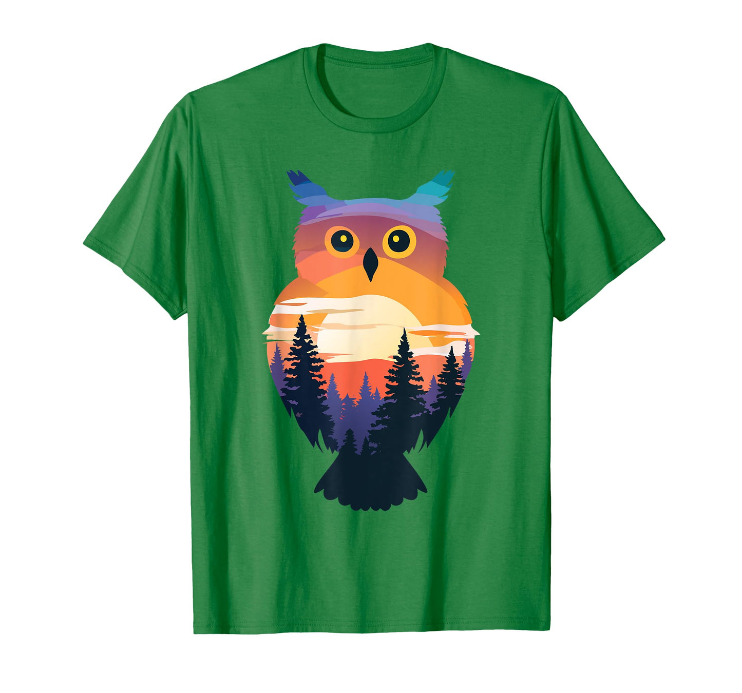 Watercolor Owl Silhouette Camping Forest Mens Women Kids Owl T-Shirt