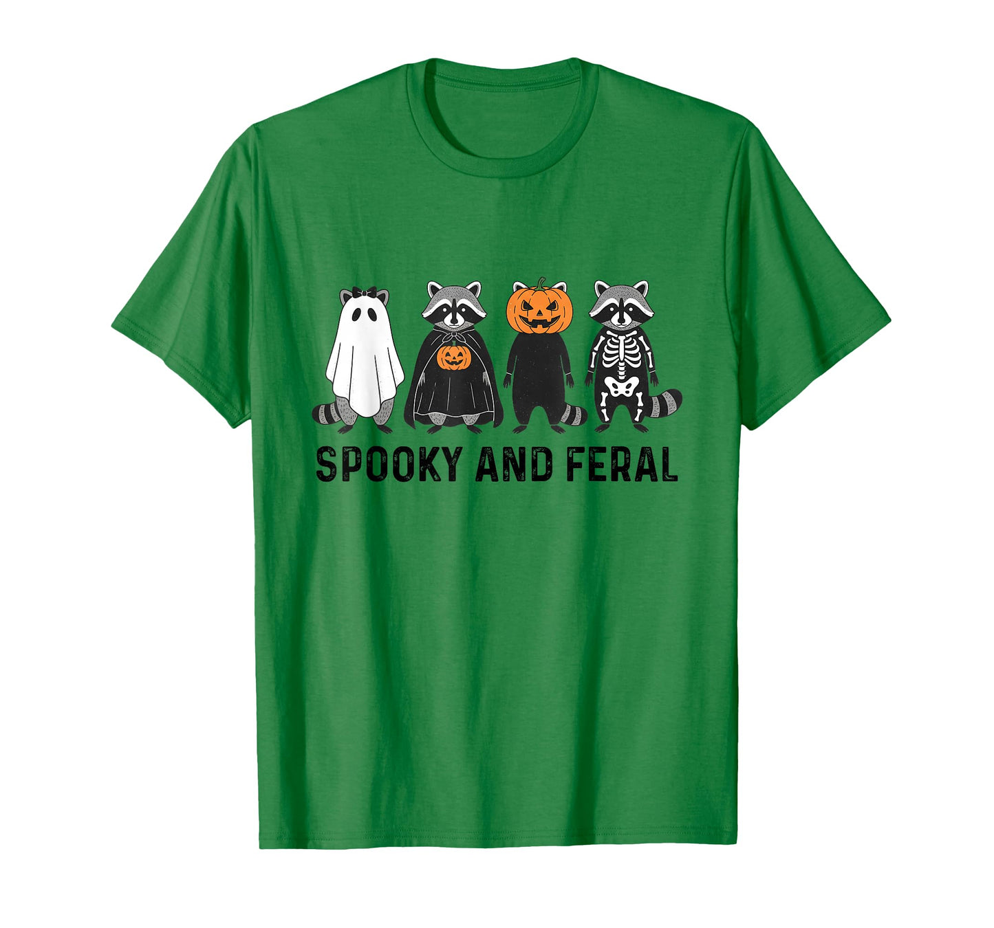 Spooky and Feral Girl Funny Halloween Cute Raccoon Men Women T-Shirt