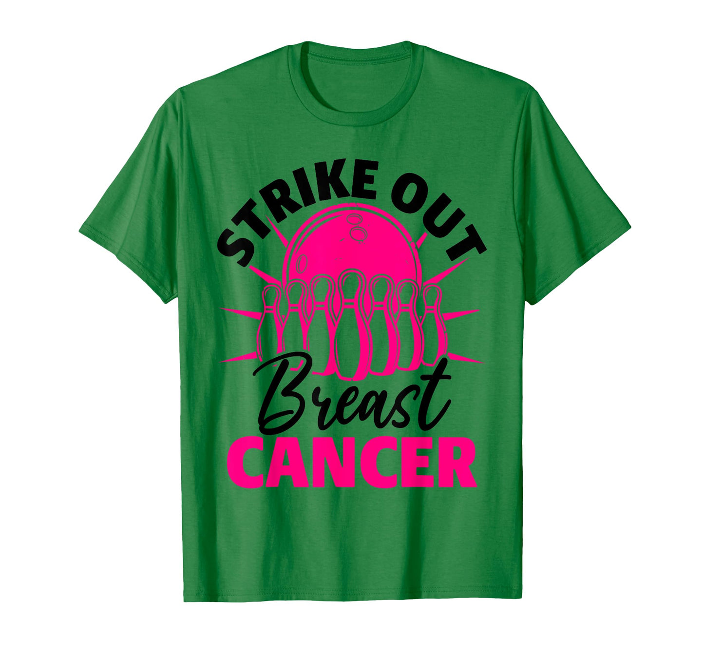 Strike Out Breast Cancer Bowling Ball Pink Support Funny T-Shirt