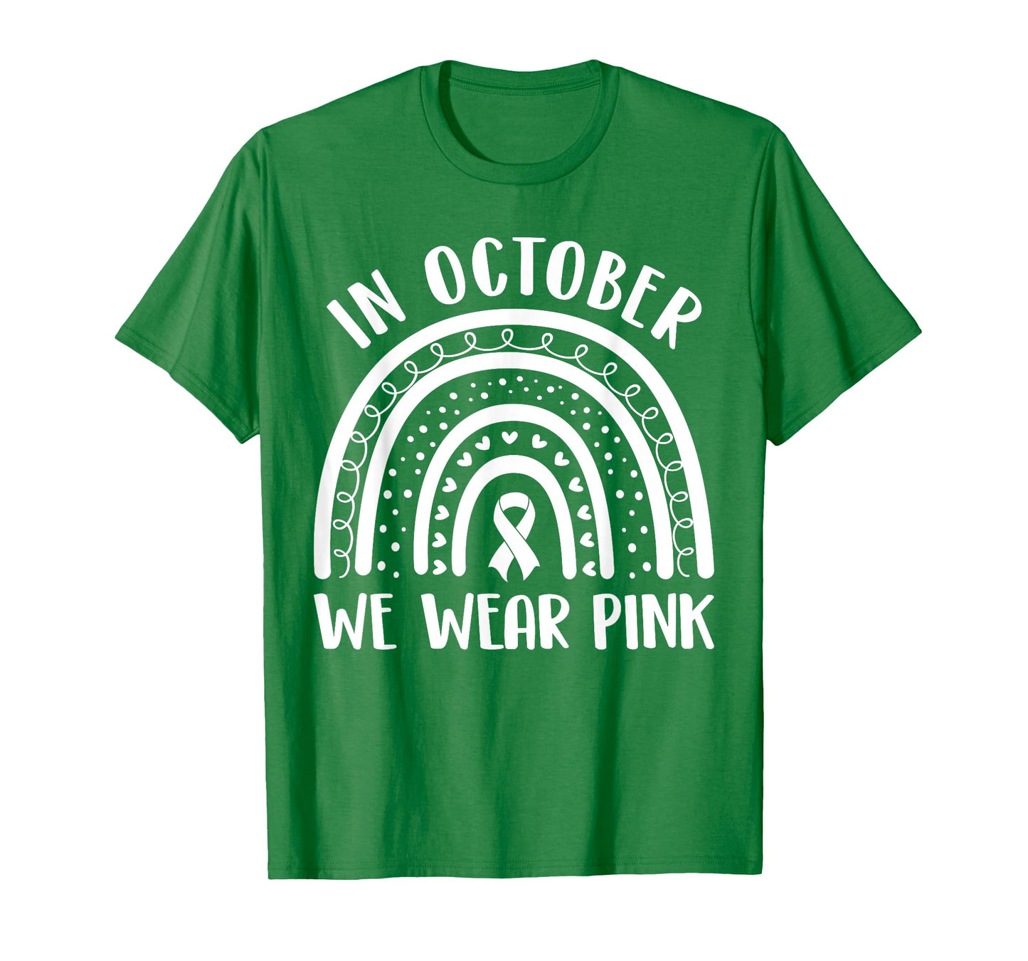 Breast Cancer Awareness Month Rainbow Kids Men & Womens Pink T-Shirt
