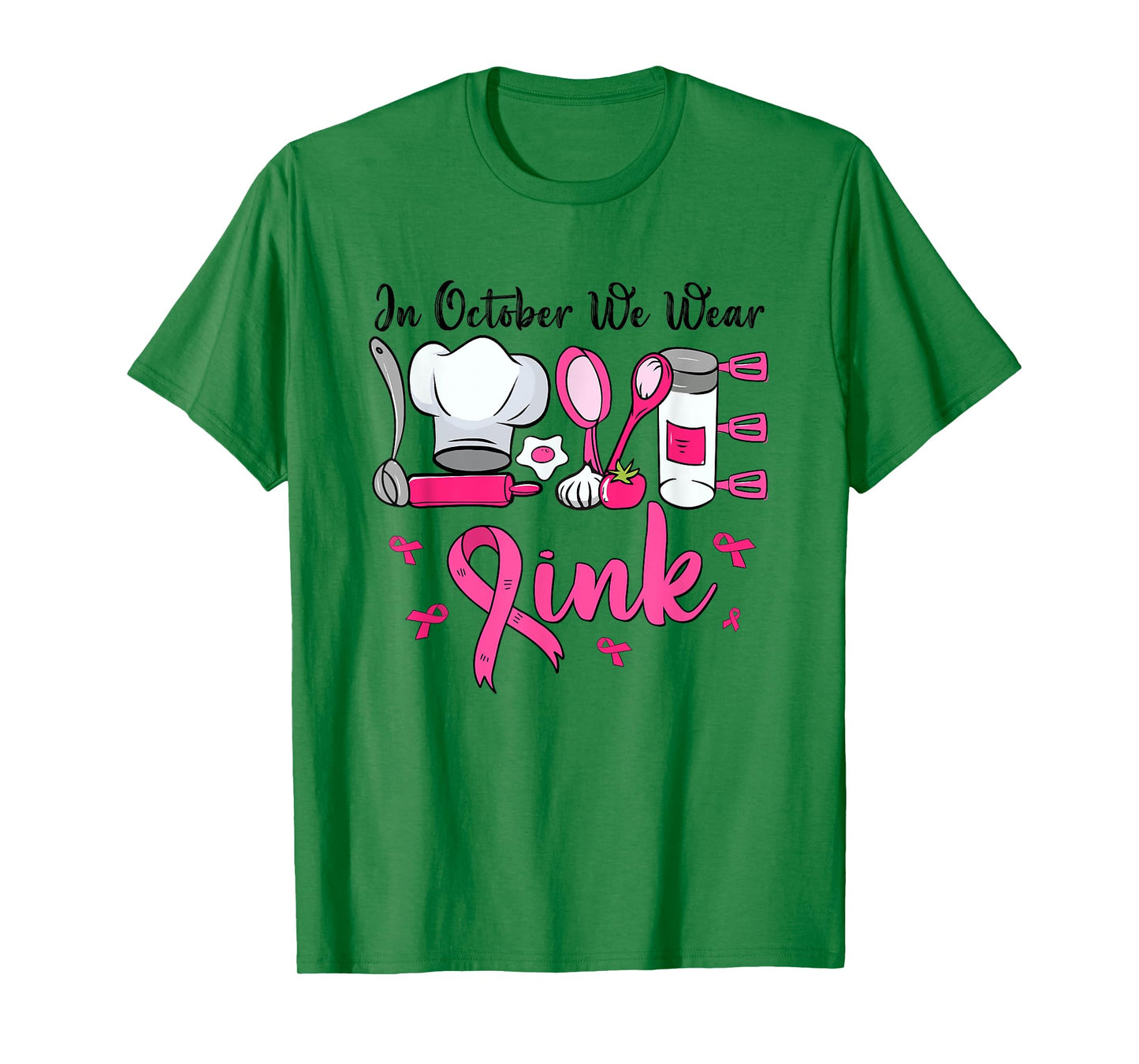 In October We Wear Pink LOVE Lunch Lady Breast Cancer T-Shirt