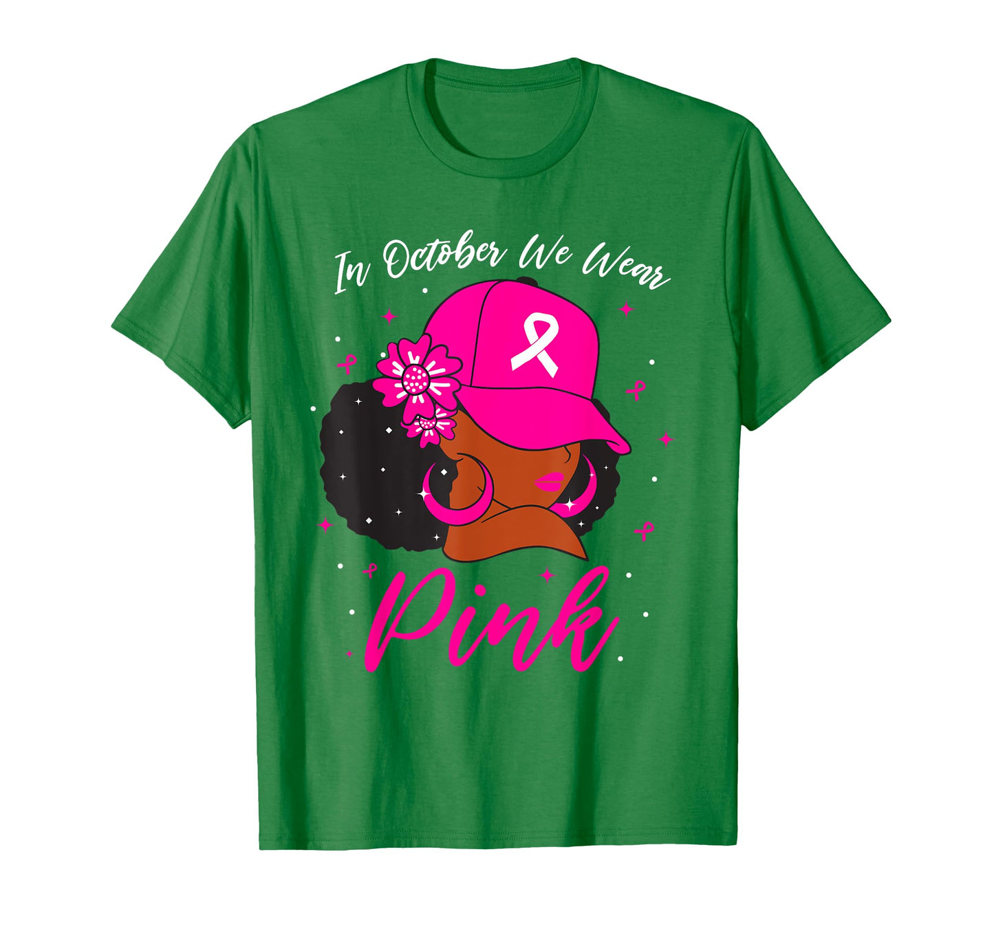 In October We Wear Pink Breast Cancer Awareness Black Women T-Shirt