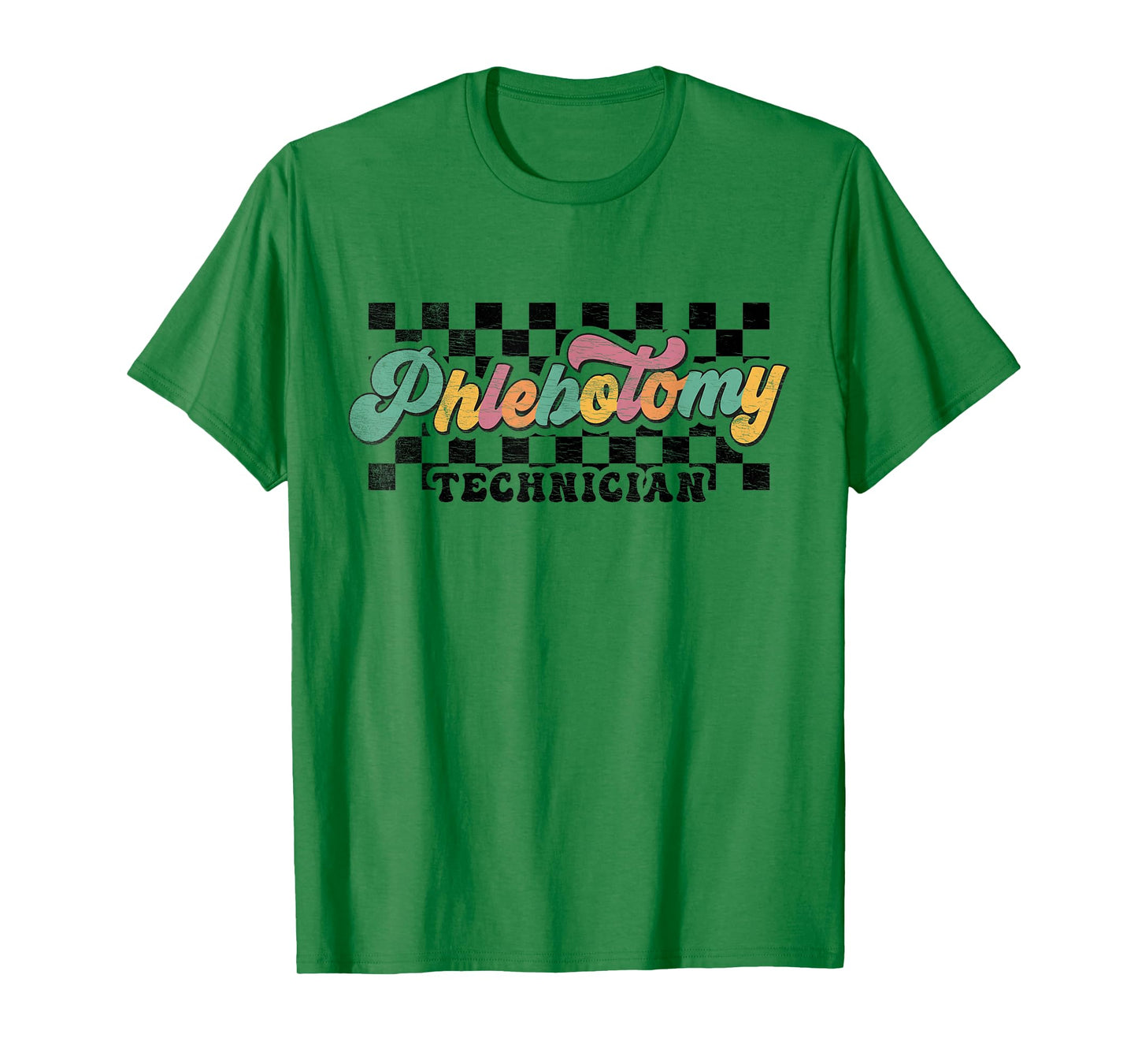 Retro Checkered Phlebotomy Technician Phlebotomist Squad T-Shirt