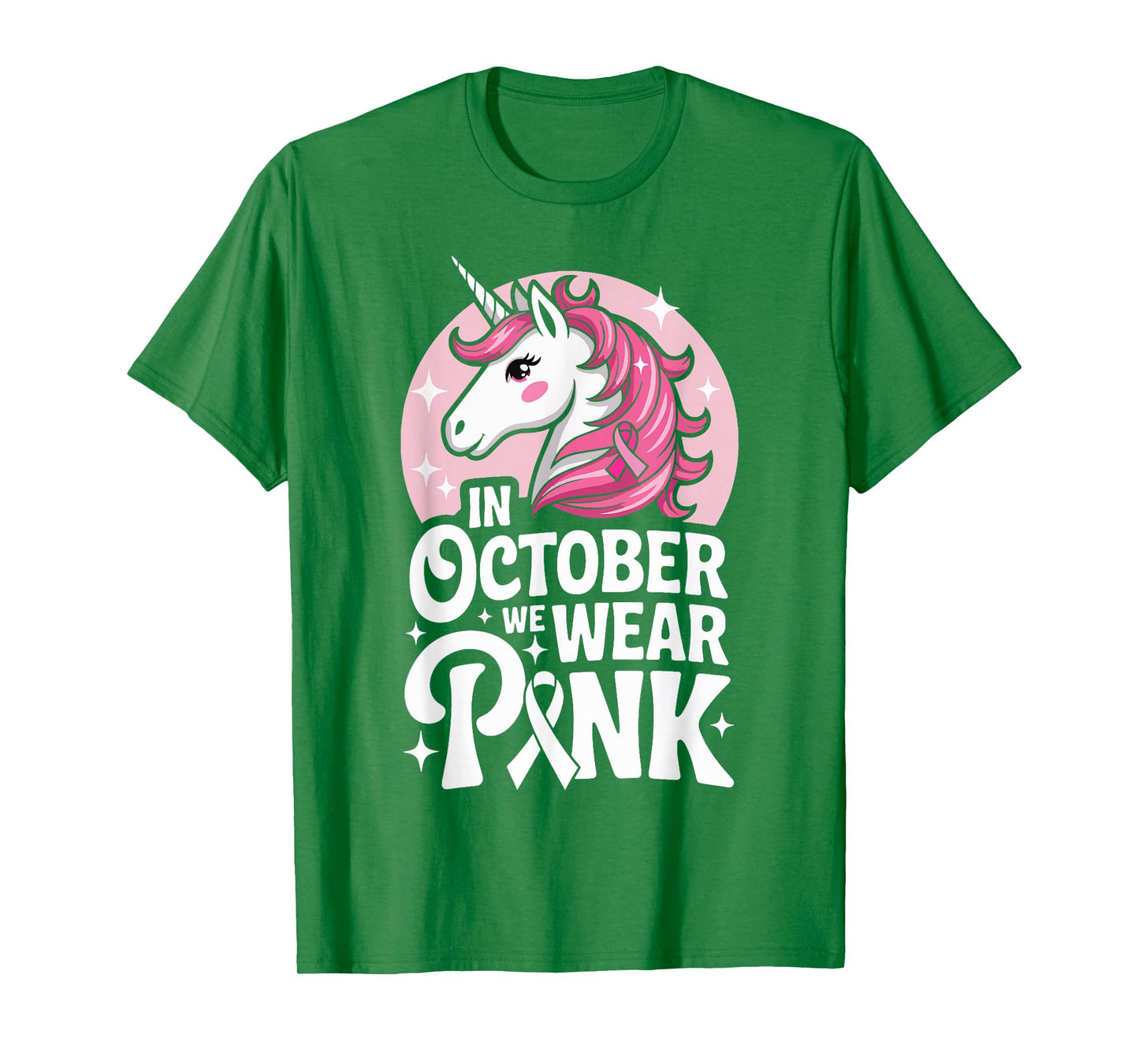 in October We Wear Pink Cute Unicorn Breast Cancer Month T-Shirt