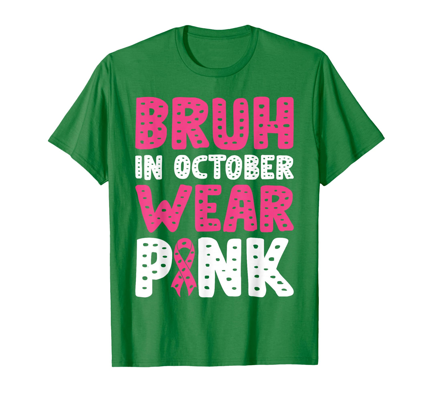 Breast Cancer Shirts for Kids Boys Bruh In October Wear Pink T-Shirt