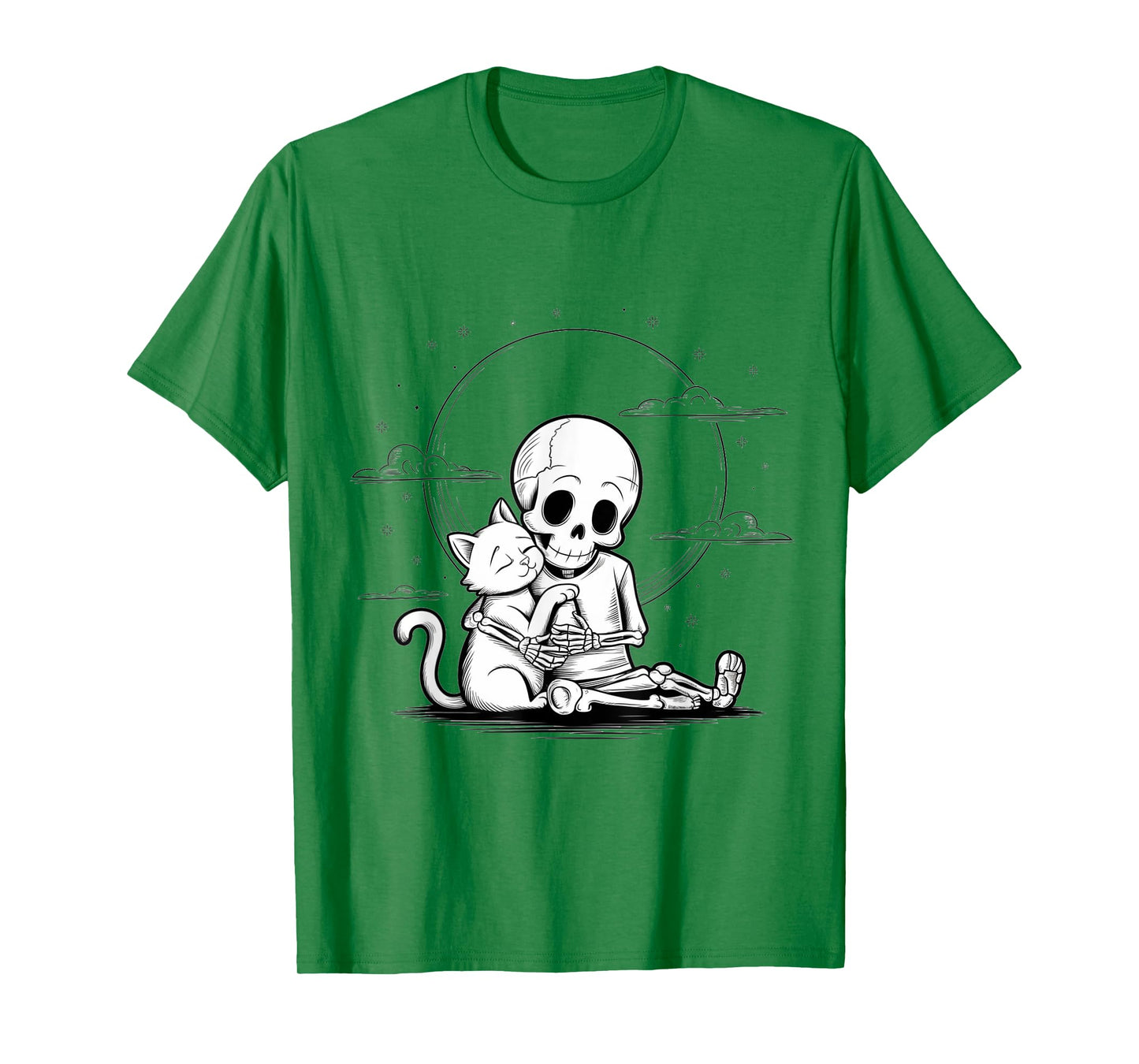 Cute Skeleton Hugging Cat Halloween T-Shirt