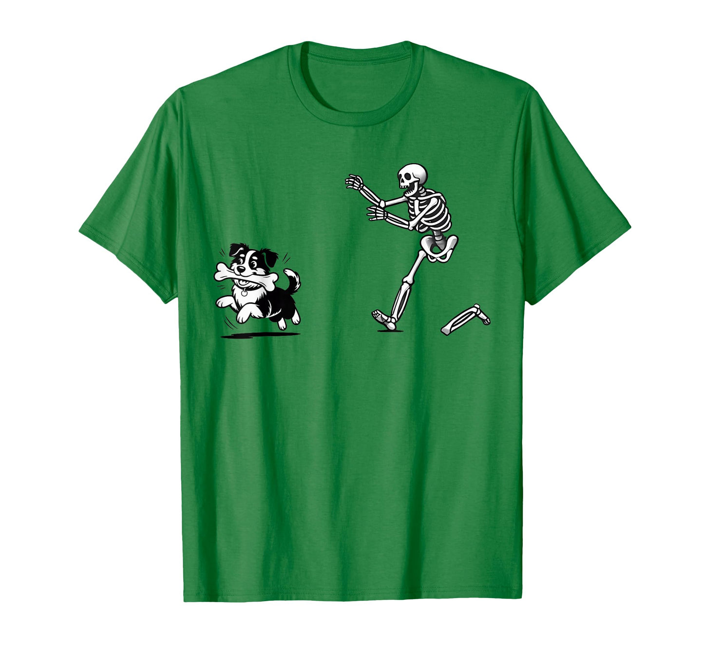 Halloween Skeleton Chase Australian Shepherd T-Shirt