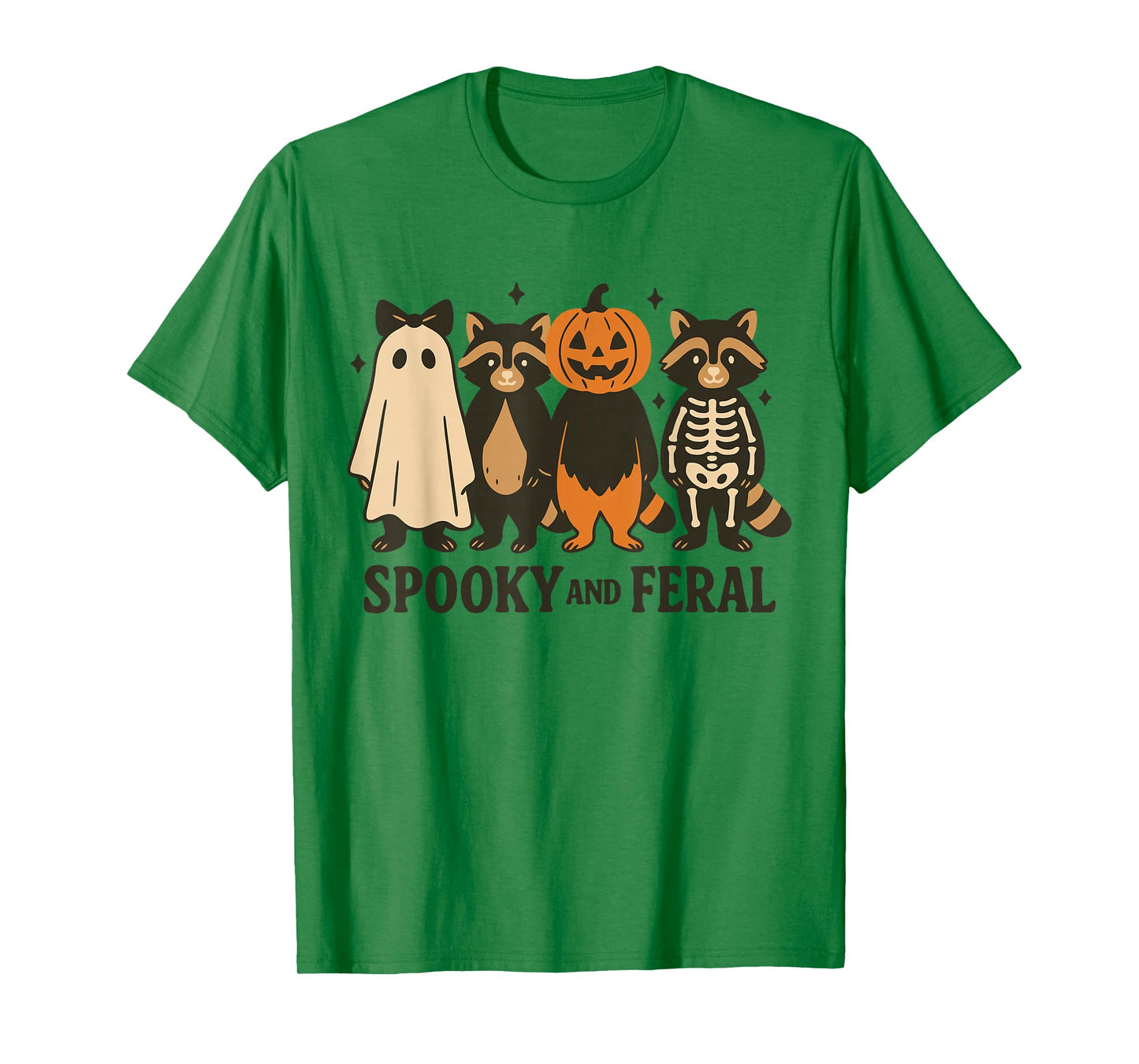 Spooky and Feral Raccoon Halloween Costume Graphic T-Shirt
