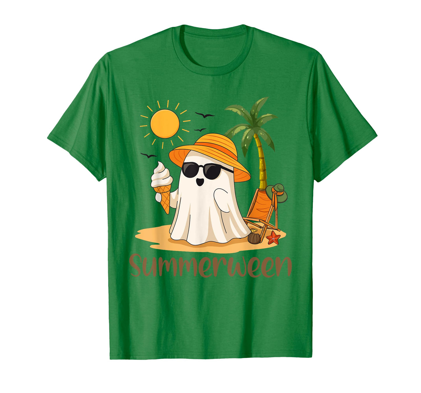 Ghost Beach Summer Vacation Spooky Fall Boo Ghost Halloween T-Shirt