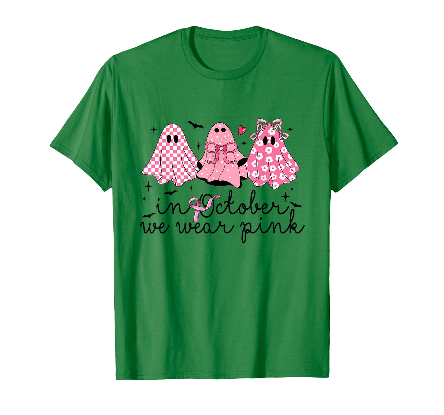 Breast Cancer Support Squad in October We Wear Pink Ghosts T-Shirt
