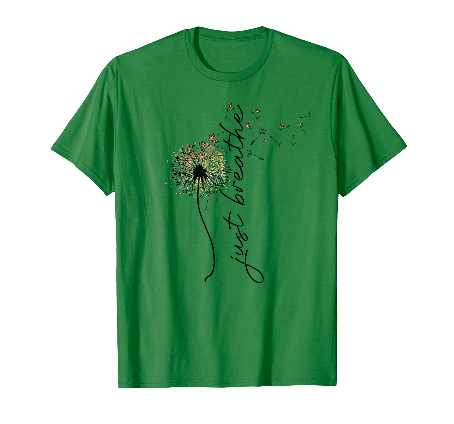 Just Breathe Tee Dandelion and Buterflies Womens Summer Top T-Shirt