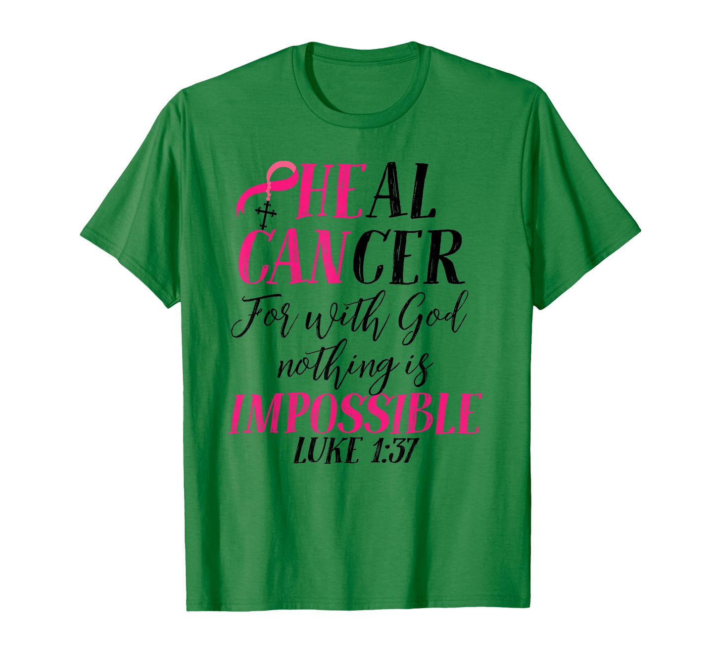 He Can Cure Breast Cancer Pink Ribbon Recovery Faith T-Shirt