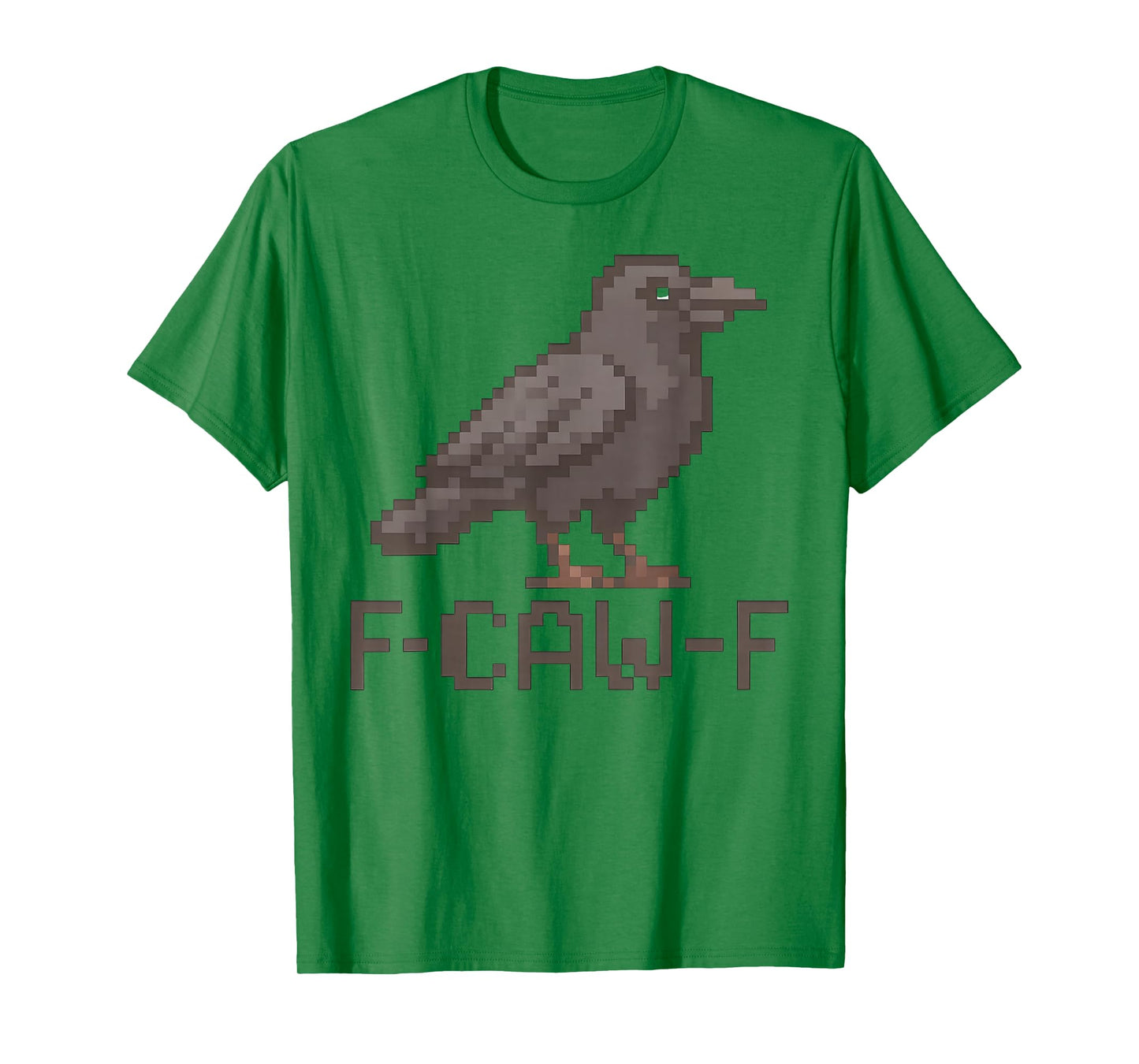 F-CAW-F Raven Pixel Art Graphic Tee Funny Meme Crow Bird T-Shirt