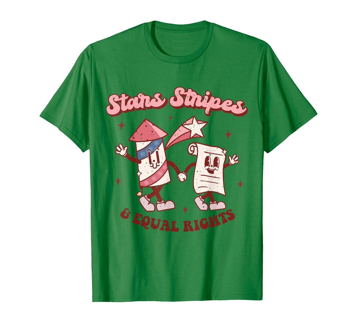 Stars Stripes & Equal Rights 4th Of July Retro Groovy Women T-Shirt