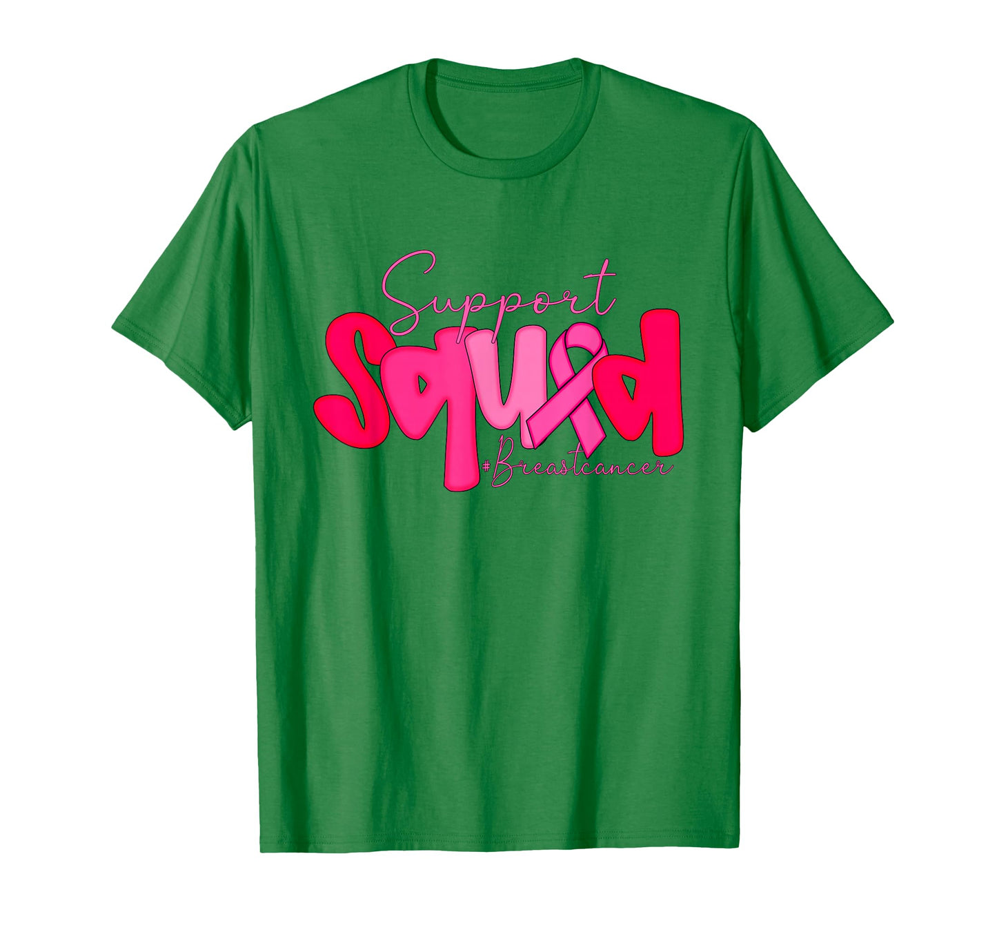 Preppy Support Squad Pink Ribbon Breast Cancer Awareness T-Shirt
