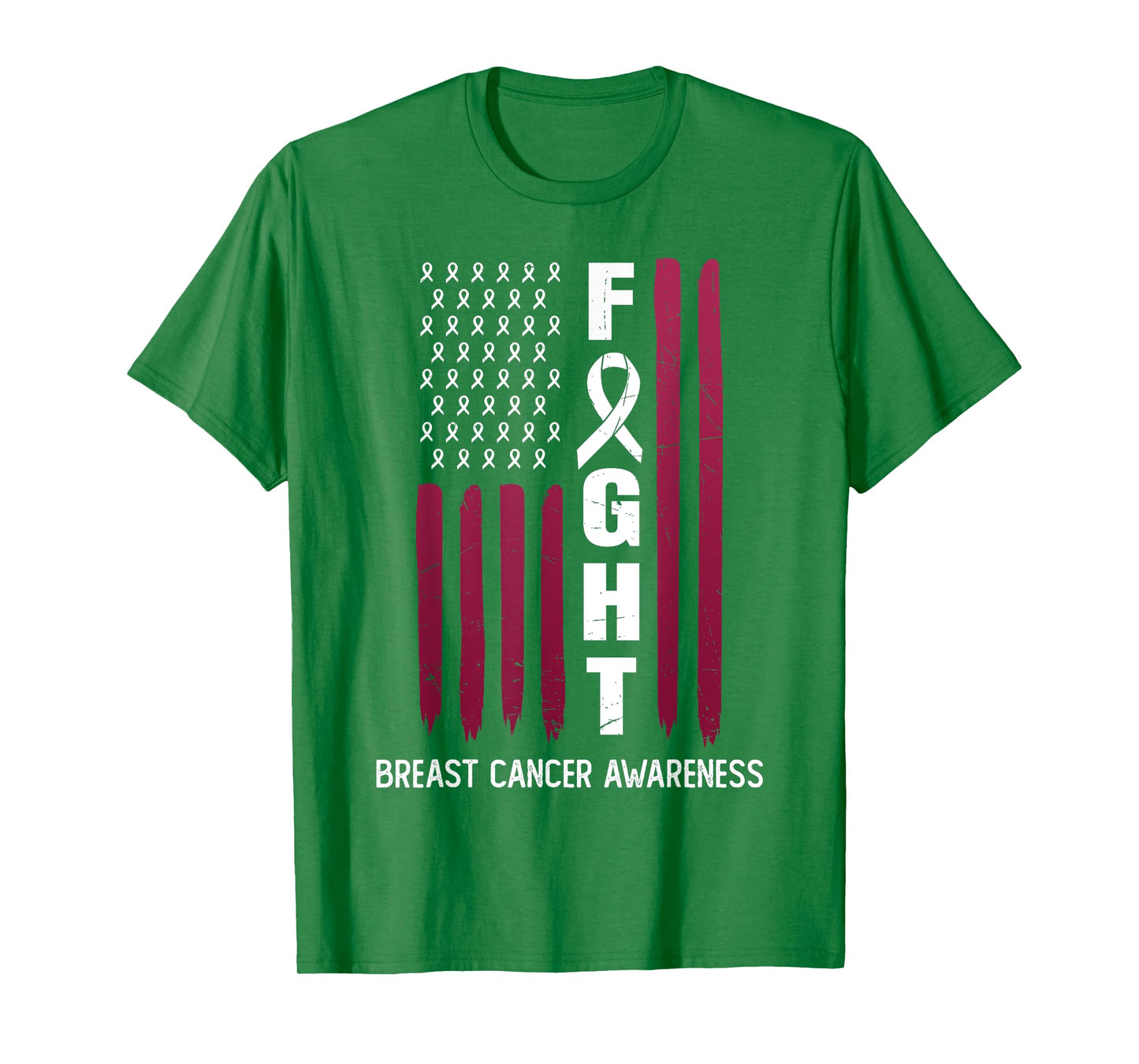 USA Pink Flag Breast Cancer Awareness Month - On Front T-Shirt