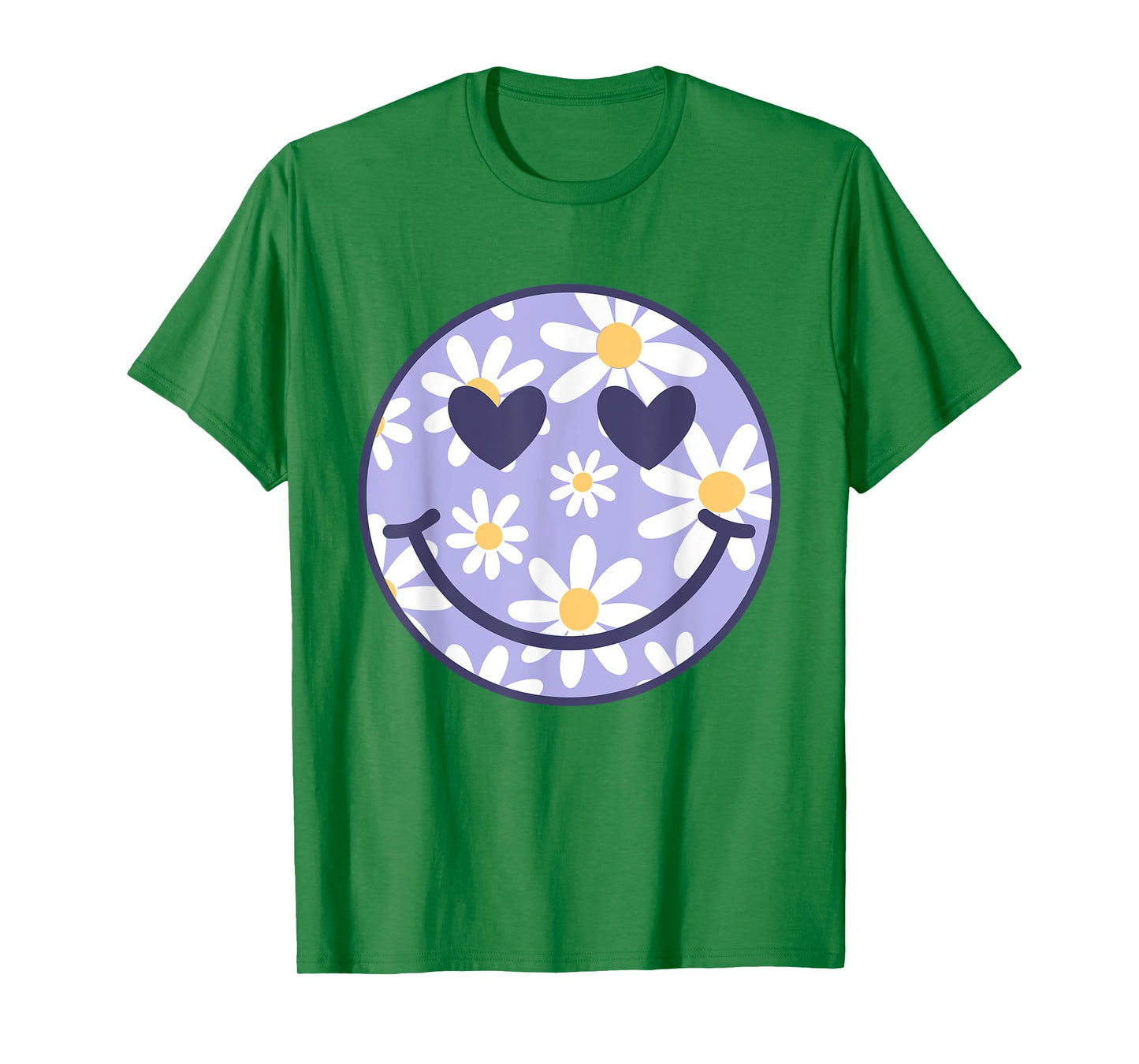 Retro Purple Happy Face Checkered Pattern Smile Face Trendy T-Shirt