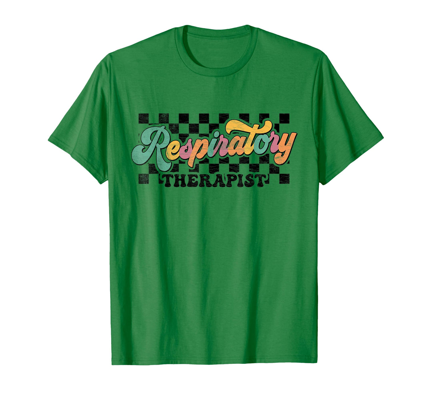 Nurse Appreciation Nursing Team Staff Crew Squad Respiratory Therapist Week Women Retro Checkered Vintage T-Shirt, Small, White
