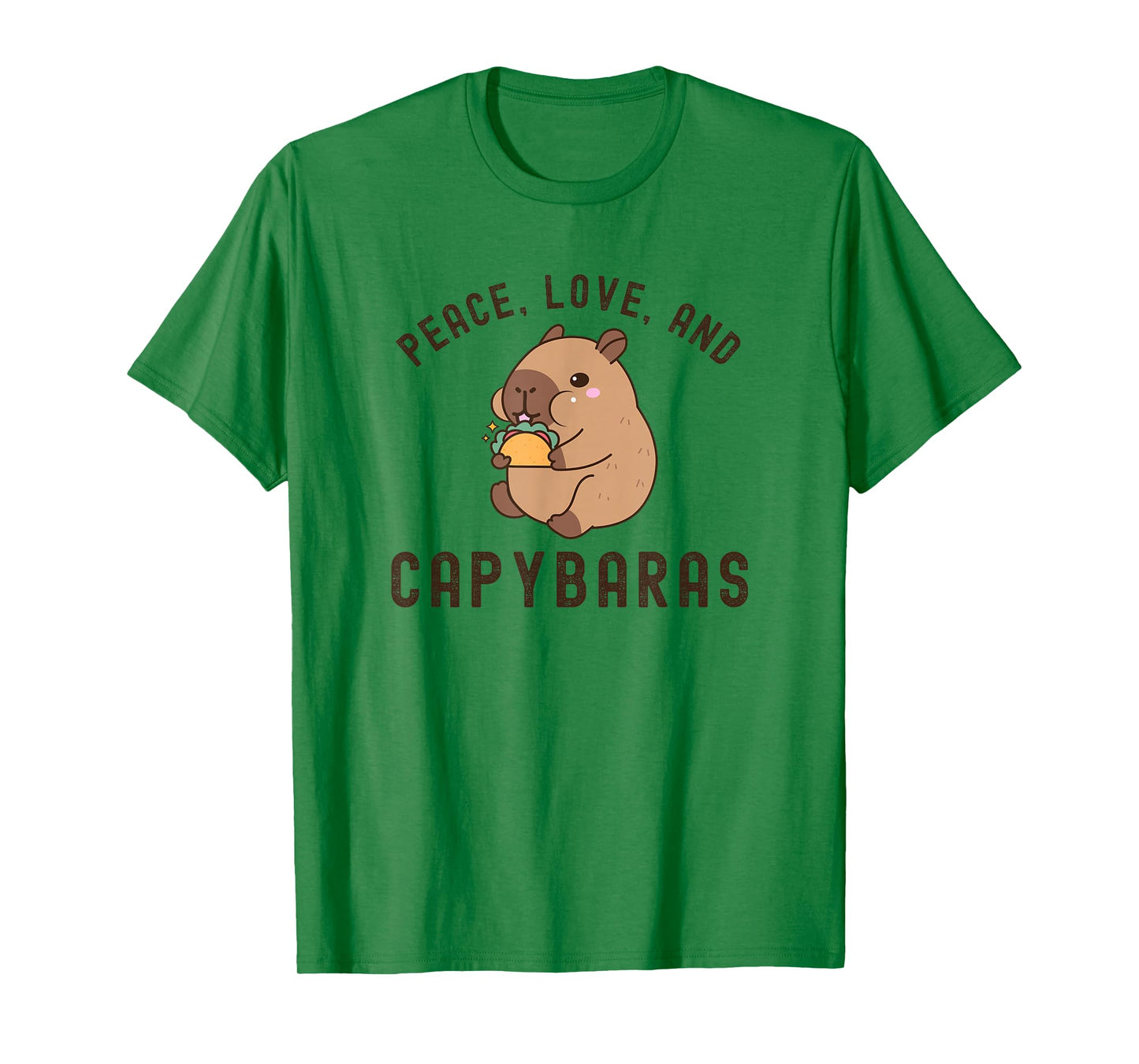 Peace Love and Capybaras Cute Animal Eating Tacos Funny T-Shirt