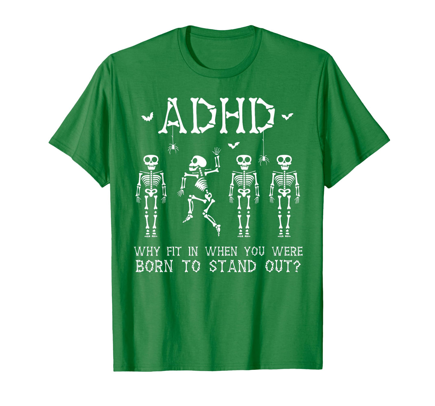 Spooky Halloween Skeleton Design for ADHD Awareness Month T-Shirt