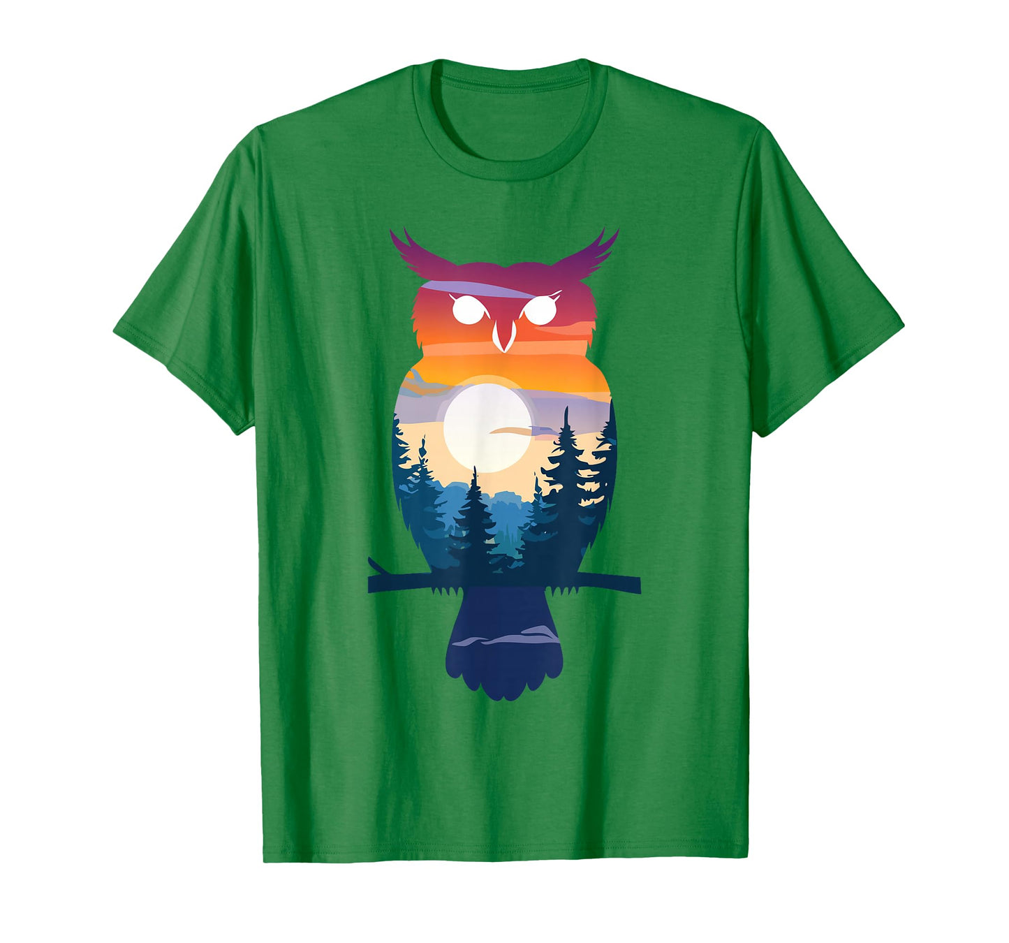 Cool Owl Watercolor Silhouette Forest Mens Womens Owl T-Shirt