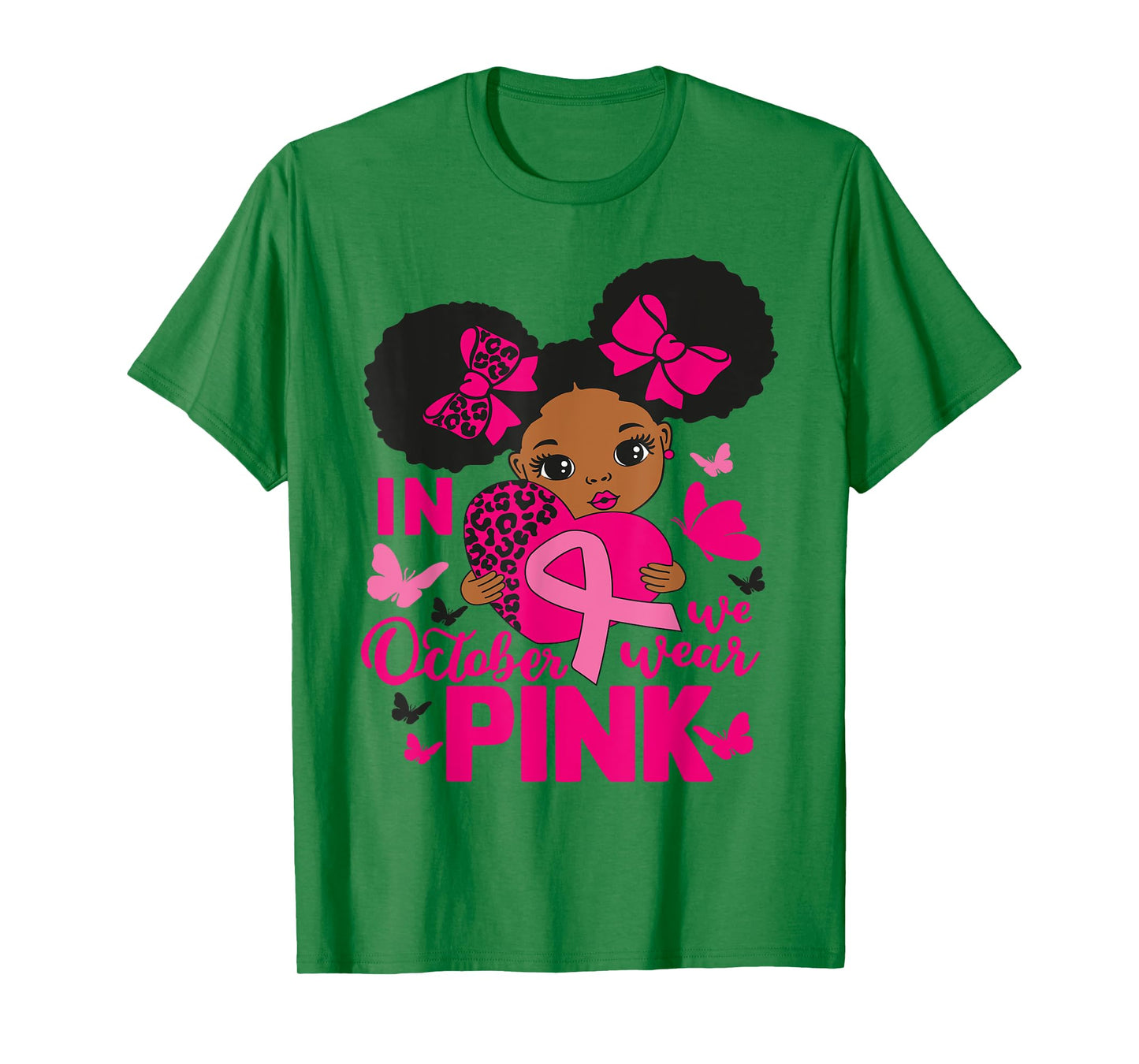 In October We Wear Pink Black Woman Breast Cancer Awareness T-Shirt
